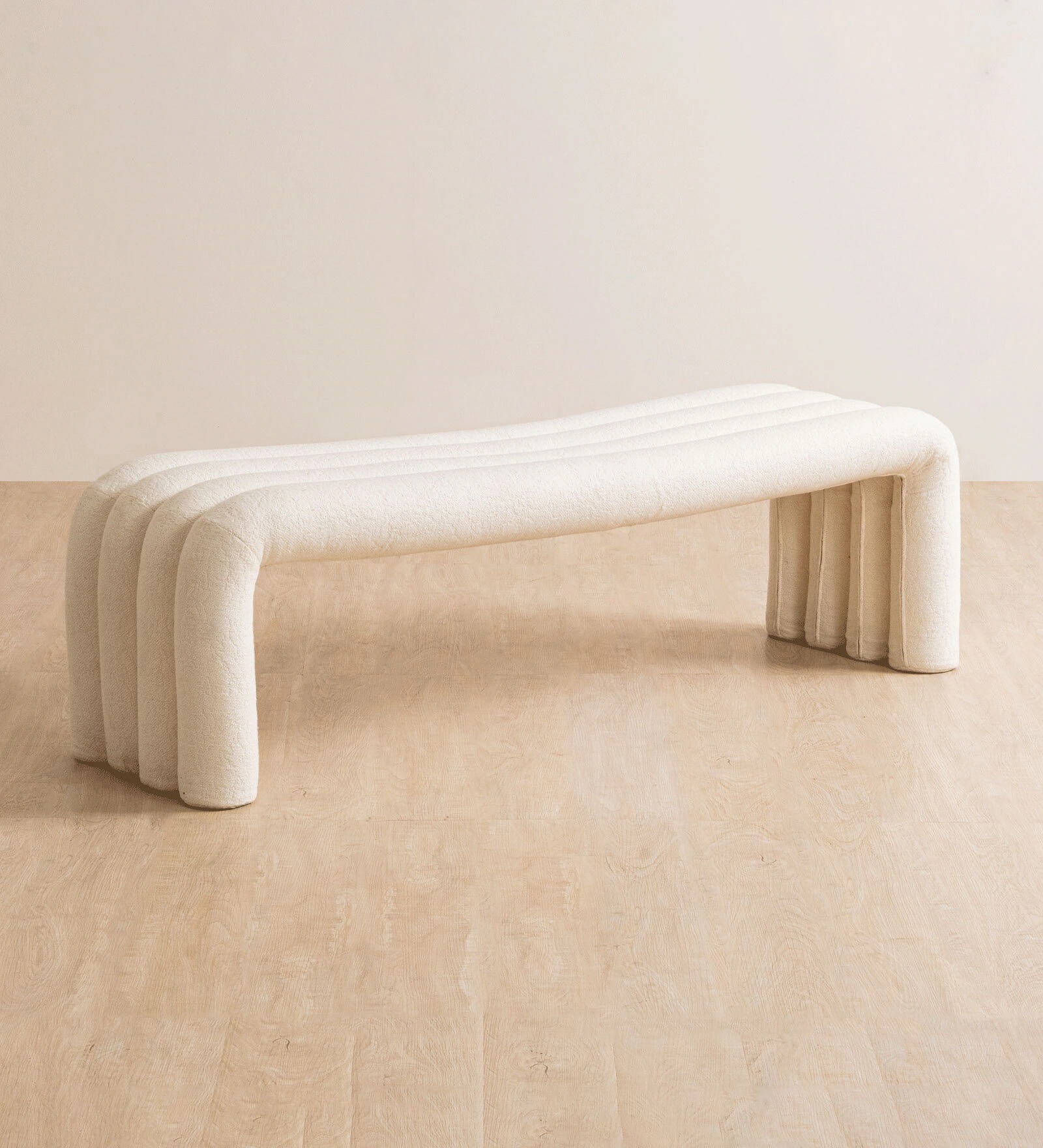 Boucle Upholstered Bench in Off White – Modern Accent Seating | Swani Furniture
