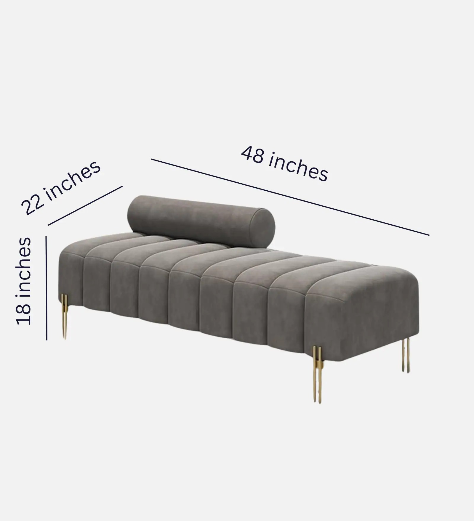 2 Seater Upholstered Bench in Dark Grey – Modern Seating Bench | Swani Furniture - Image 2