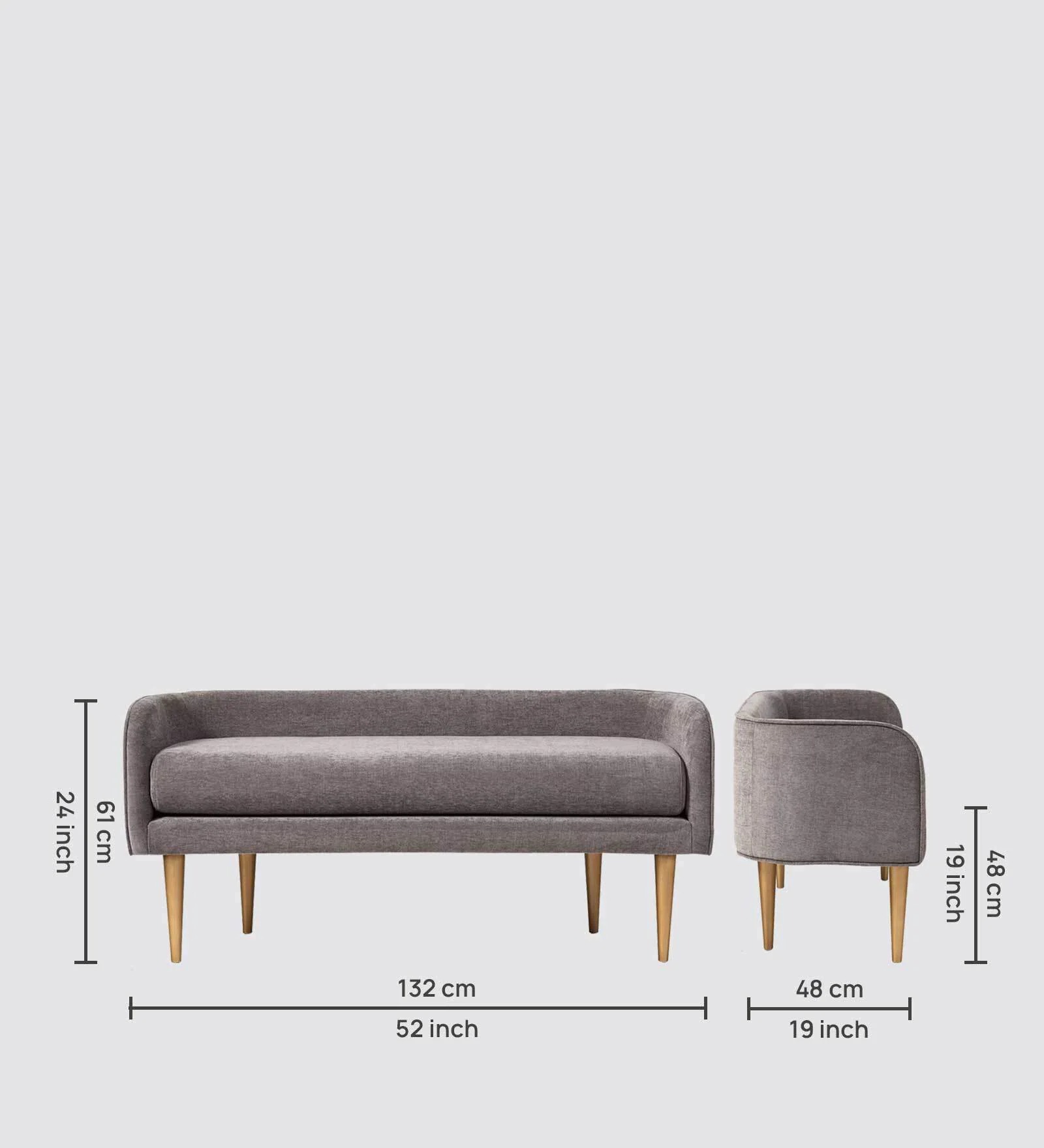 Grey Fabric Bench – Modern Upholstered Seating Bench | Swani Furniture - Image 2