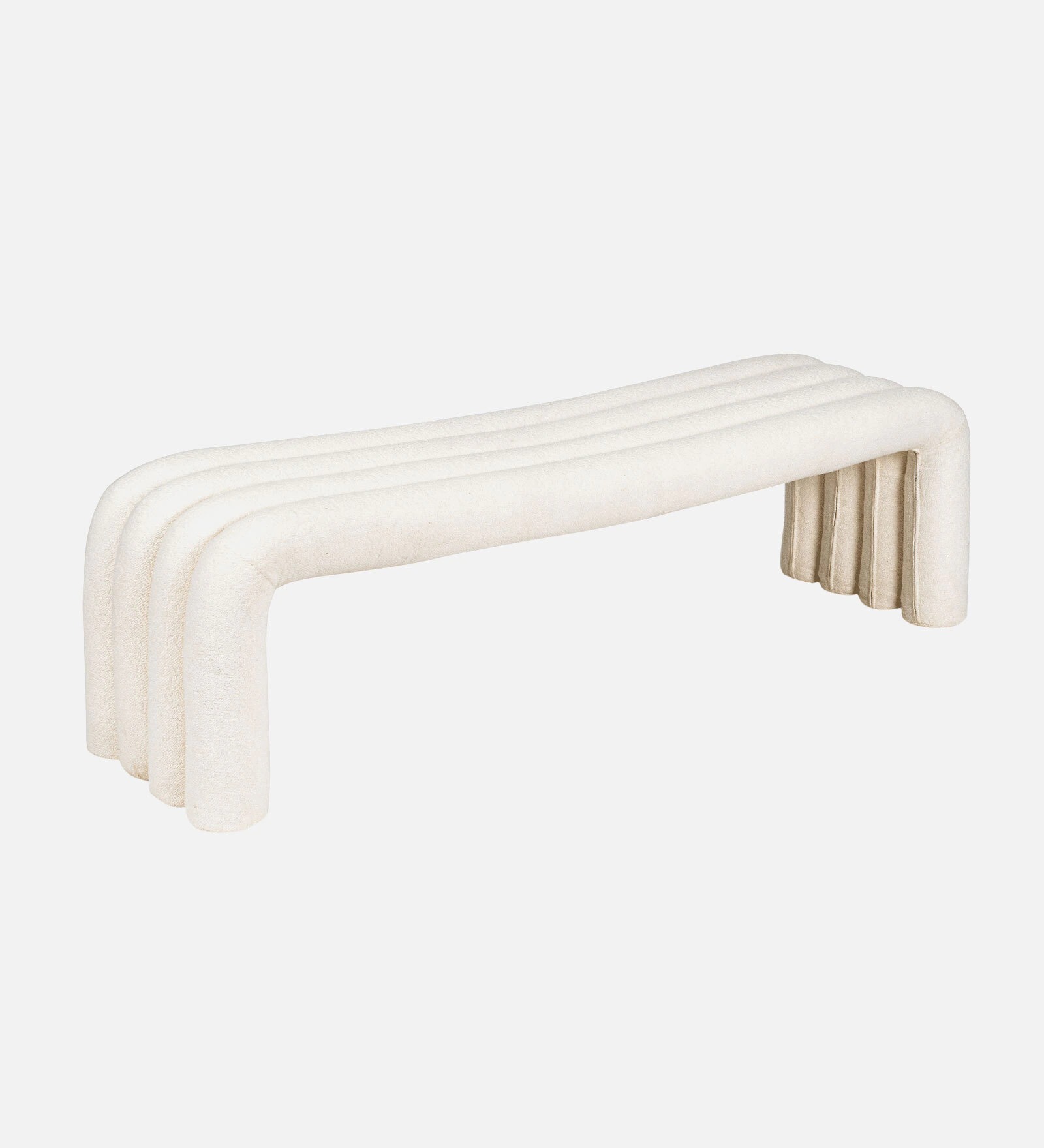 Boucle Upholstered Bench in Off White – Modern Accent Seating | Swani Furniture - Image 3