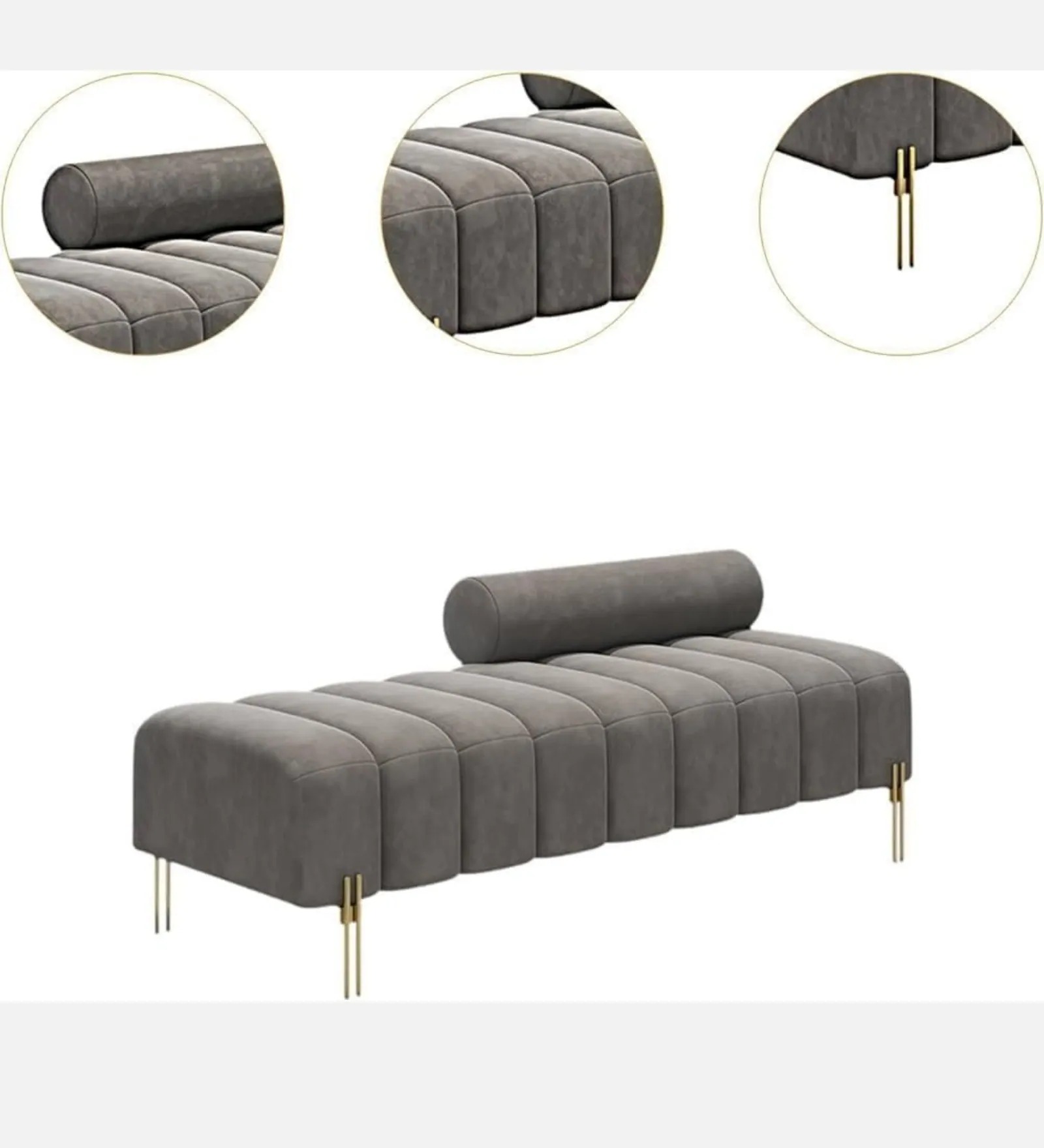 2 Seater Upholstered Bench in Dark Grey – Modern Seating Bench | Swani Furniture - Image 4
