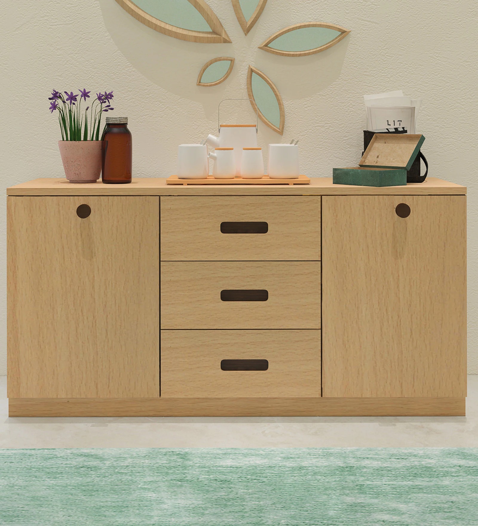 Swani Furniture Carina Sideboard in Canadian Maple Finish – Modern Wooden Storage Cabinet