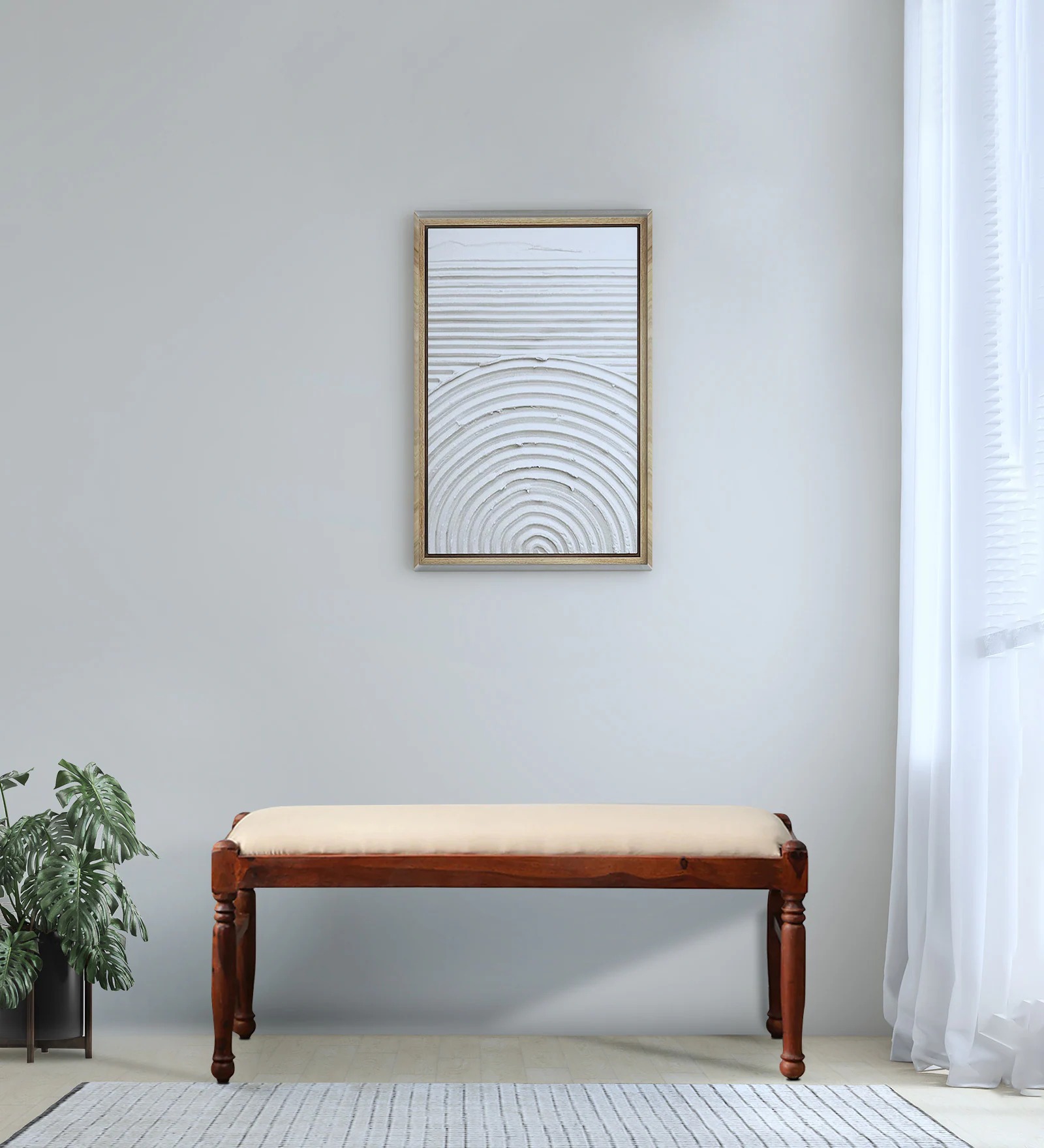 Sheesham Wood Bench in Honey Oak Finish – Solid Wood Seating Bench | Swani Furniture