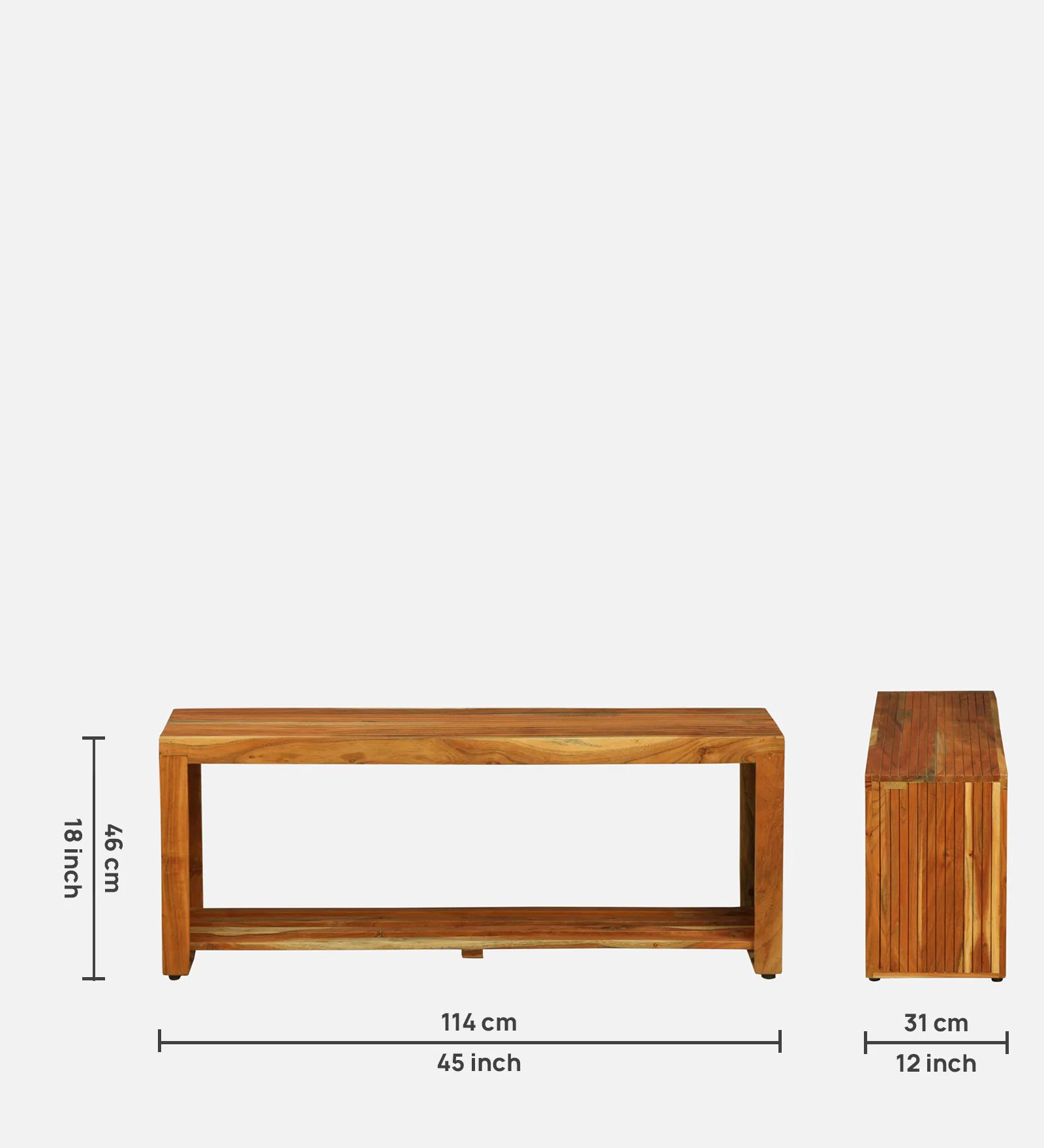 Acacia Wood Bench in Natural Finish – Solid Wood Seating Bench | Swani Furniture - Image 2
