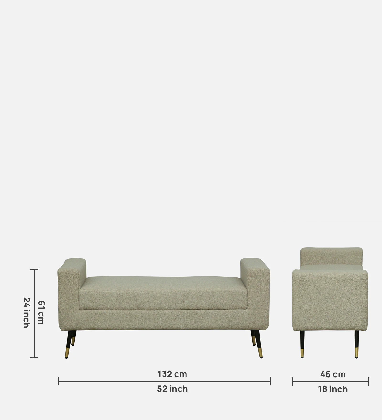 Boucle Fabric Bench in Lunar Grey – Modern Upholstered Accent Bench | Swani Furniture - Image 2