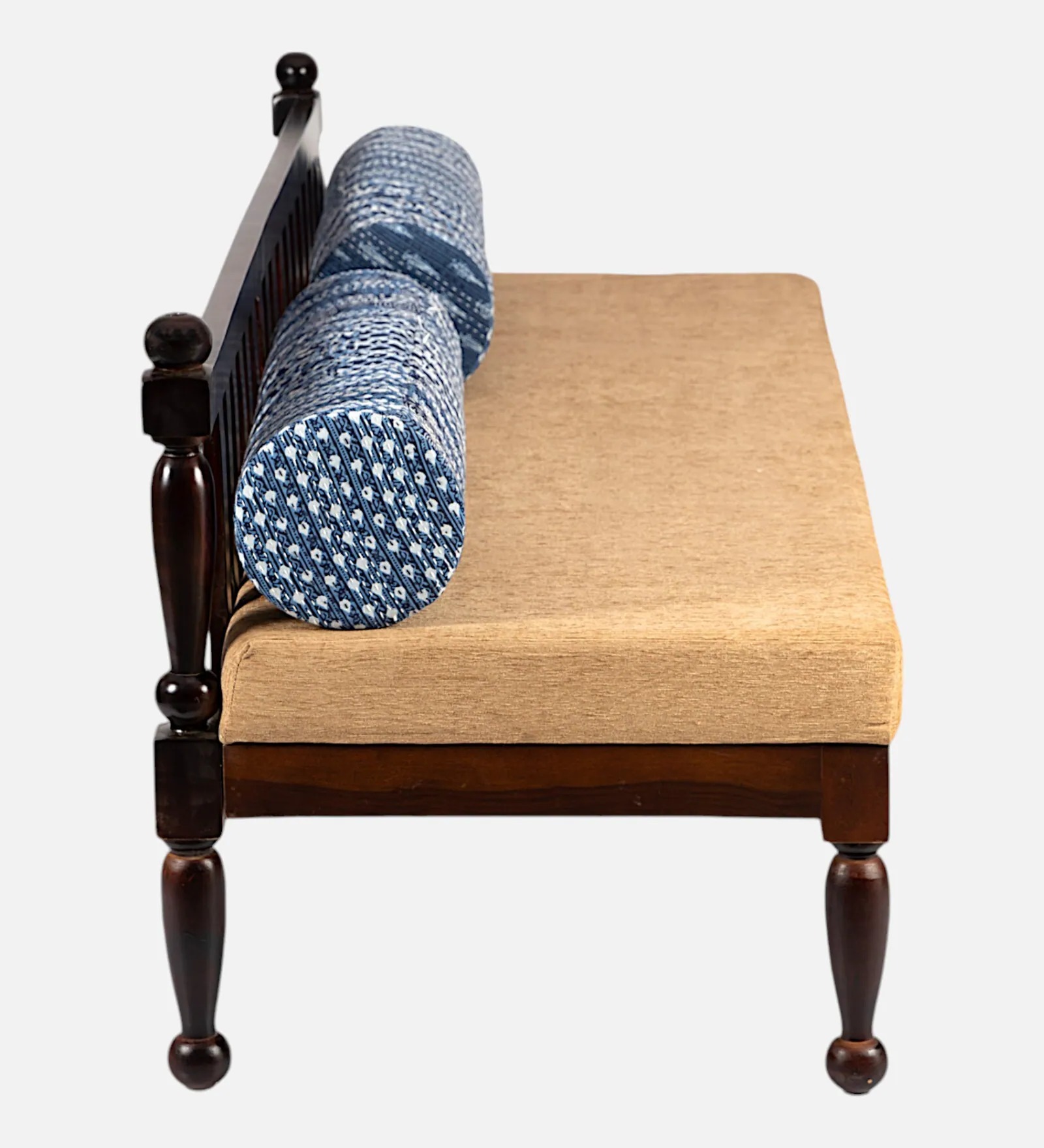 2-Seater Settee with Cushions in Dark Walnut – Comfortable Upholstered Bench | Swani Furniture - Image 4