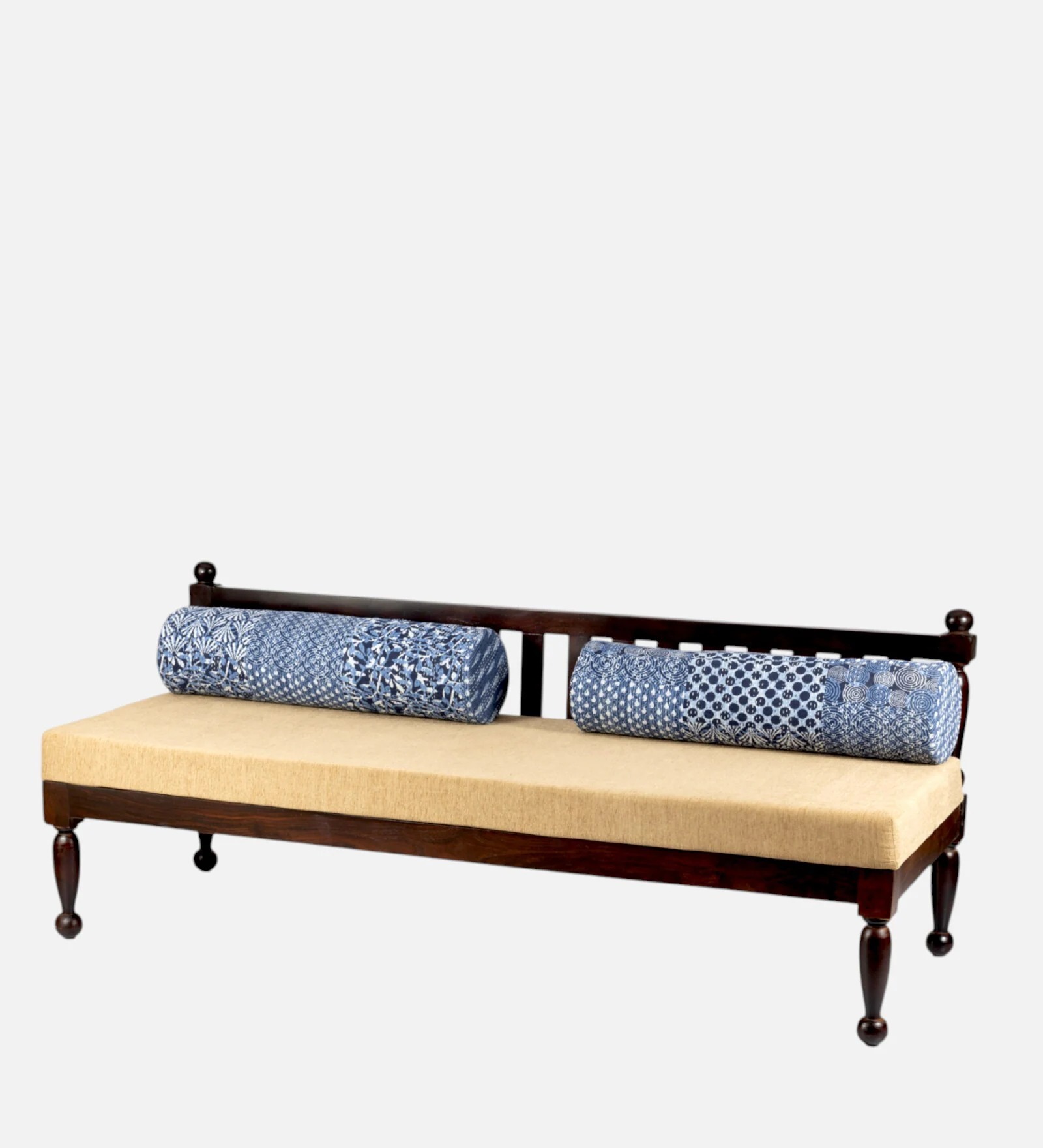 2-Seater Settee with Cushions in Dark Walnut – Comfortable Upholstered Bench | Swani Furniture - Image 3