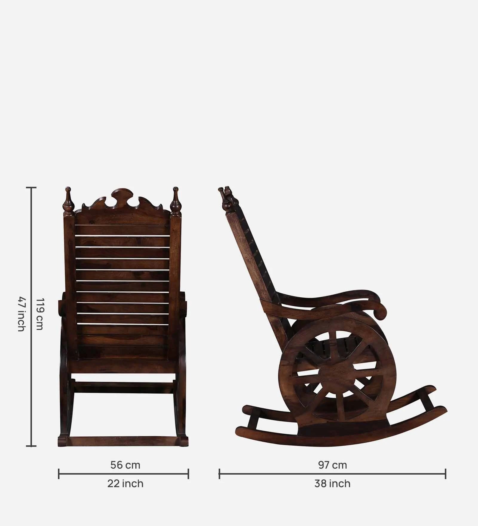 Harold Sheesham Wood Rocking Chair in Scratch Resistant Provincial Teak Finish - Image 2