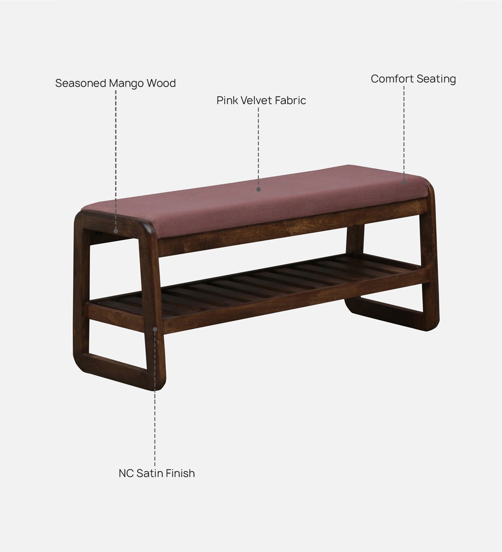 Mango Wood Shoe Bench with Seating in Tubbaq Finish – Functional Entryway Bench | Swani Furniture - Image 4