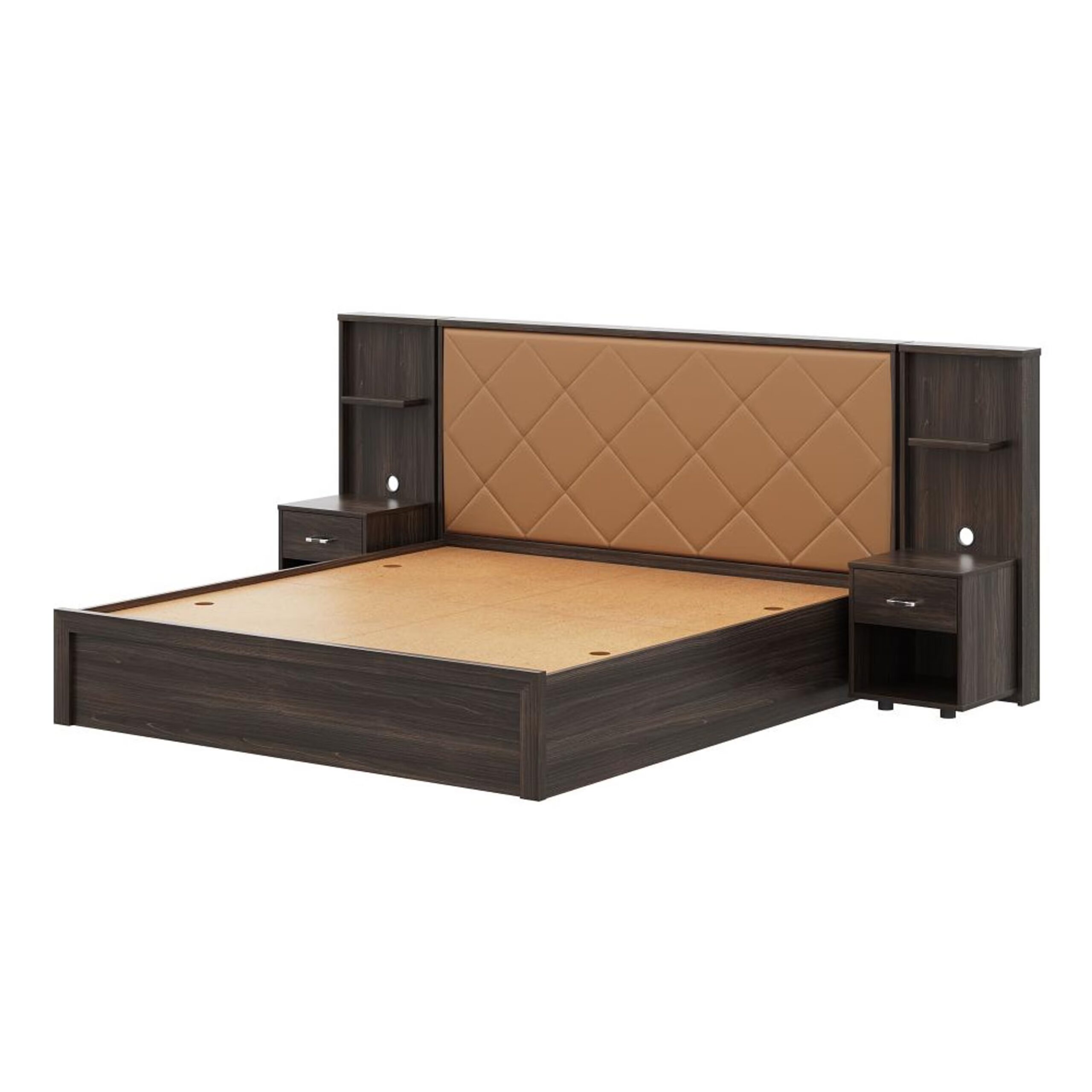 Swani Furniture Noctis King Size Storage Bed with Camel Fabric Upholstered Headboard – Engineered Wood Bed - Image 3