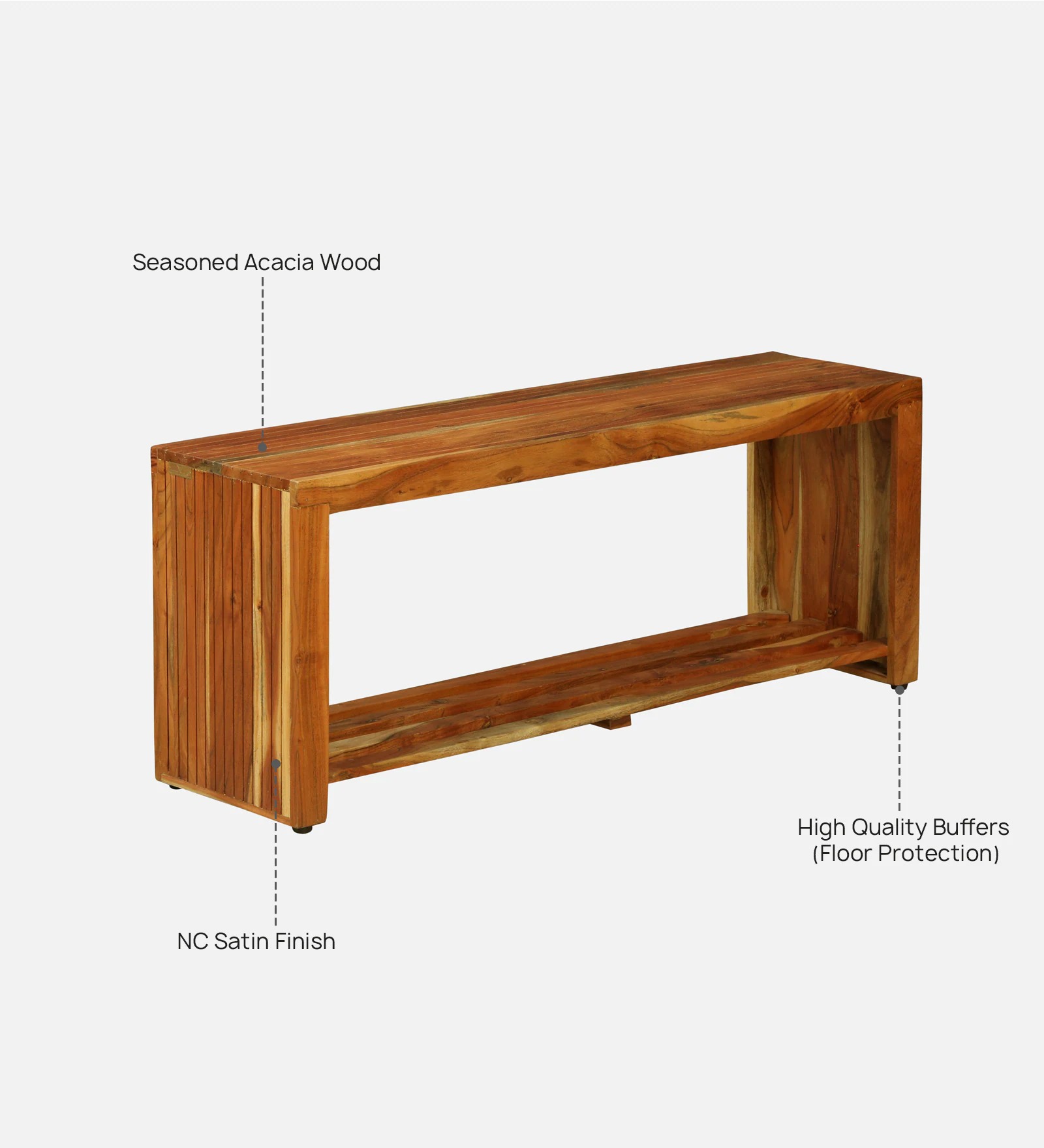 Acacia Wood Bench in Natural Finish – Solid Wood Seating Bench | Swani Furniture - Image 3
