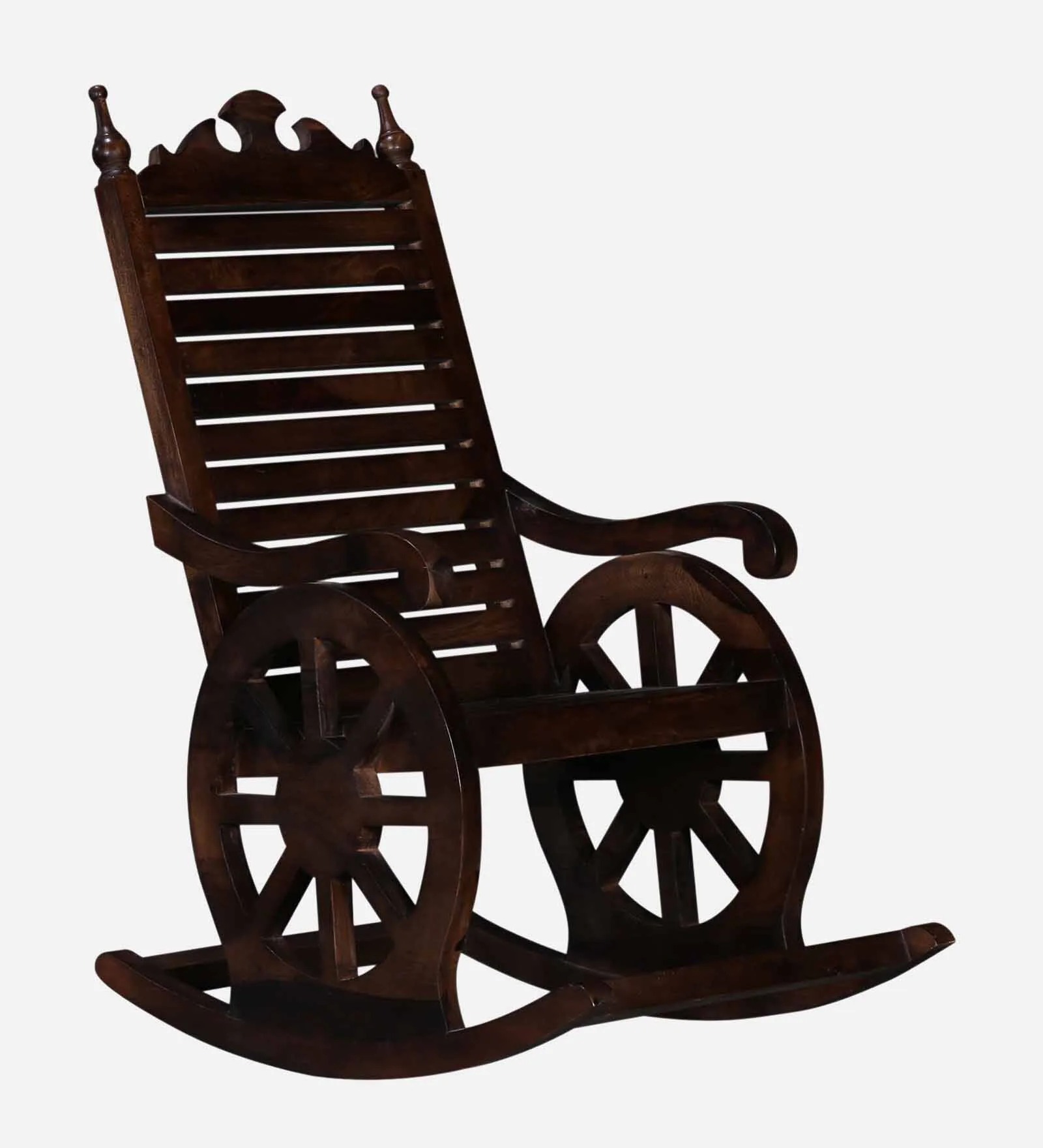 Harold Sheesham Wood Rocking Chair in Scratch Resistant Provincial Teak Finish - Image 4