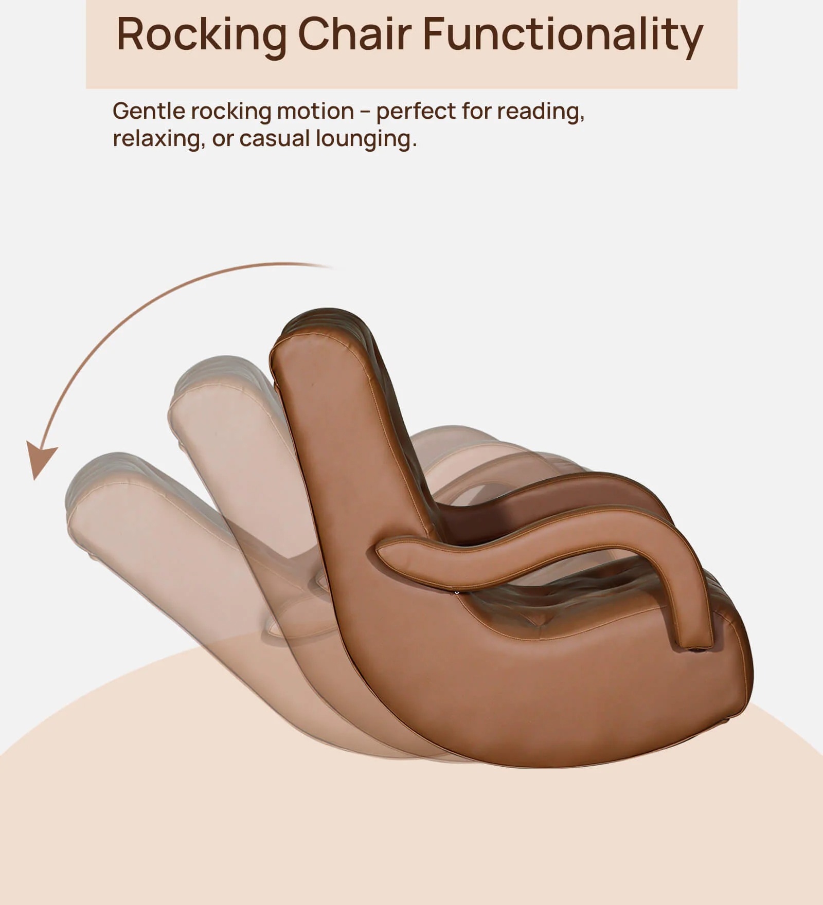 1 Seater Leatherette Rocking Chair in Tan – Comfortable & Stylish Accent Chair | Swani Furniture - Image 2