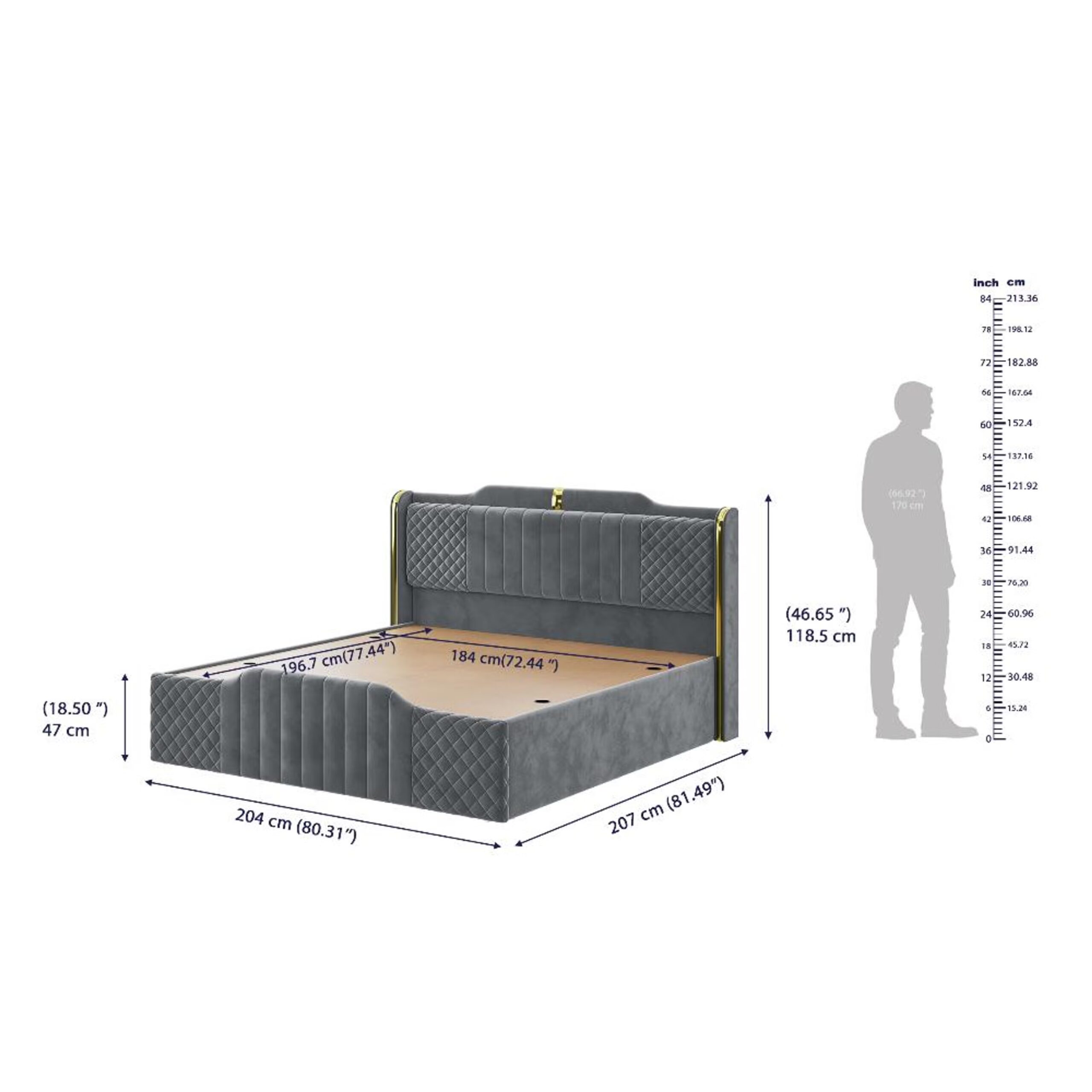 Swani Furniture Velura King Size Storage Upholstered Bed – Premium Fabric Bed with Storage - Image 5