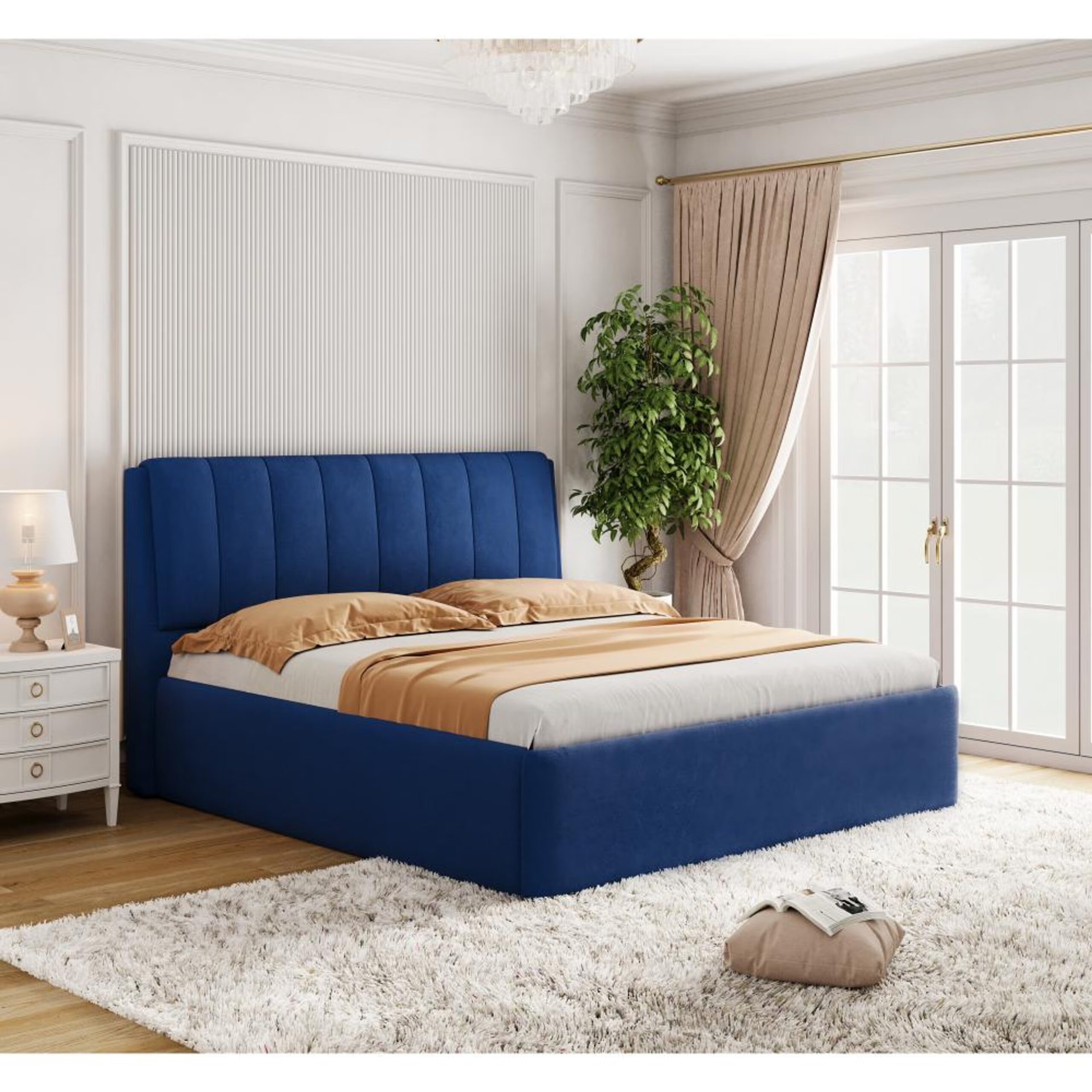 Swani Furniture Antho King Size Upholstered Bed – Premium Fabric King Bed for Modern Bedrooms