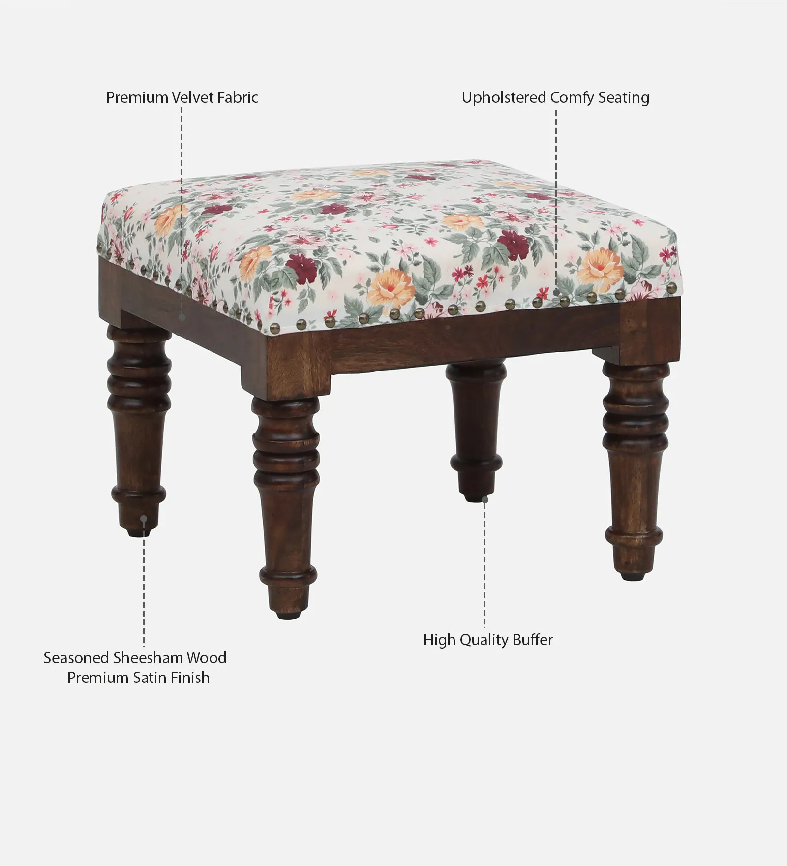 Sheesham Wood Bench Set in Provincial Teak Finish – Solid Wood Seating | Swani Furniture - Image 5