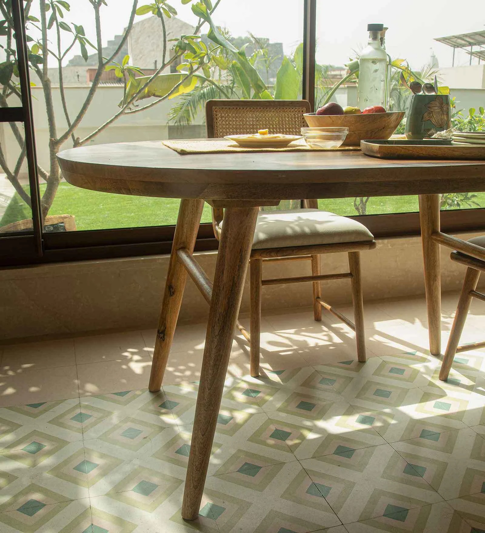 Solid Wood 4 Seater Dining Table in Natural Finish – Modern & Durable | Swani Furniture - Image 2