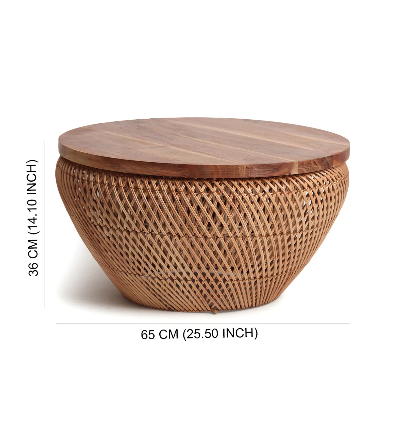 Swani Furniture Rattan Coffee Table in Brown Colour – Modern Wooden Center Table for Living Room - Image 2