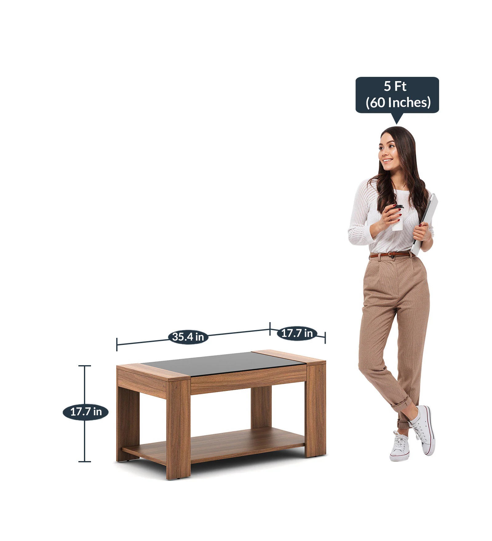 Swani Furniture Coffee Table in Exotic Teak Finish – Modern Wooden Center Table for Living Room - Image 2