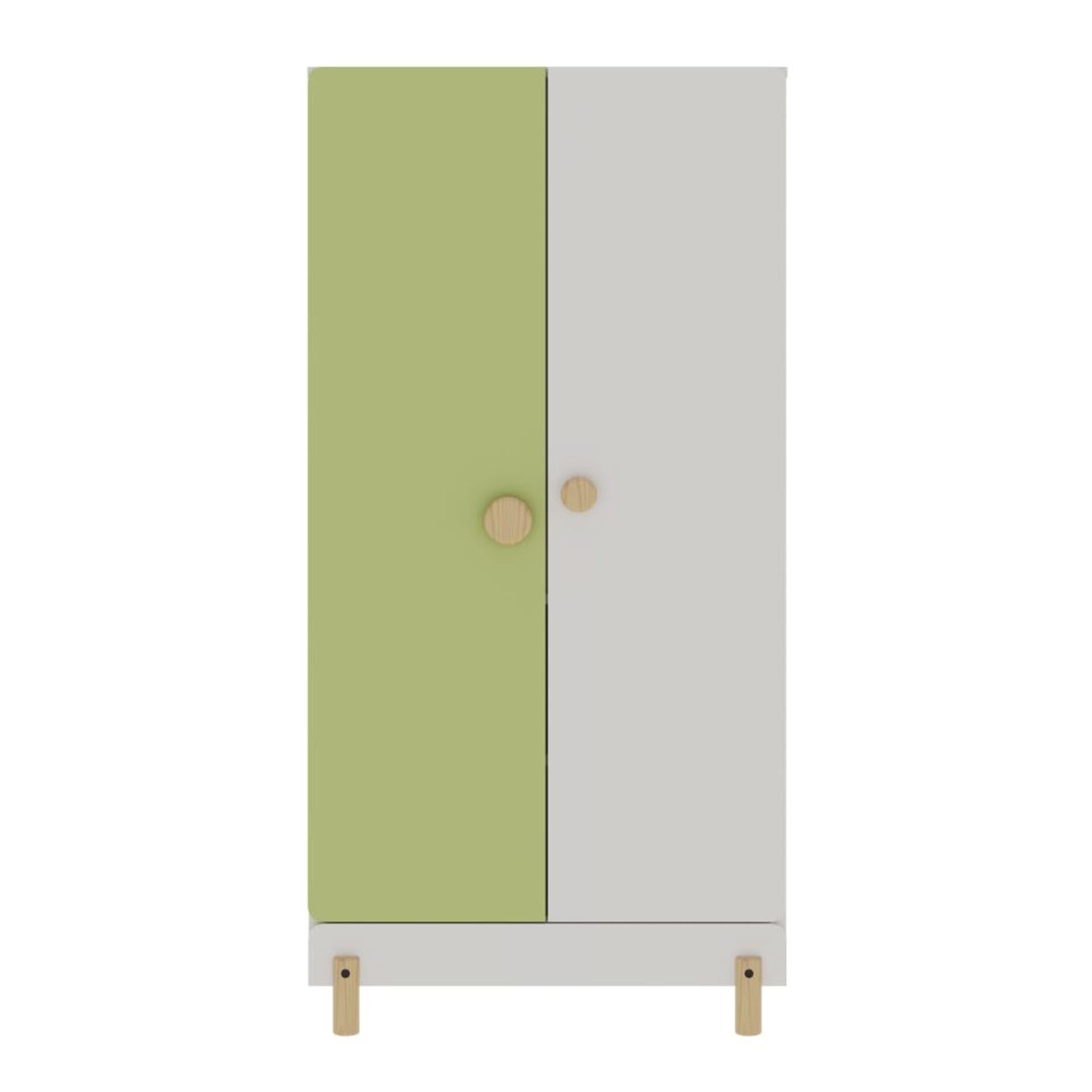 Swani Furniture Glori Kids Wardrobe (60x30 Inch) – Frosty White & Mellow Green | 2-Shutter Engineered Wood Kids Almirah with Storage - Image 5