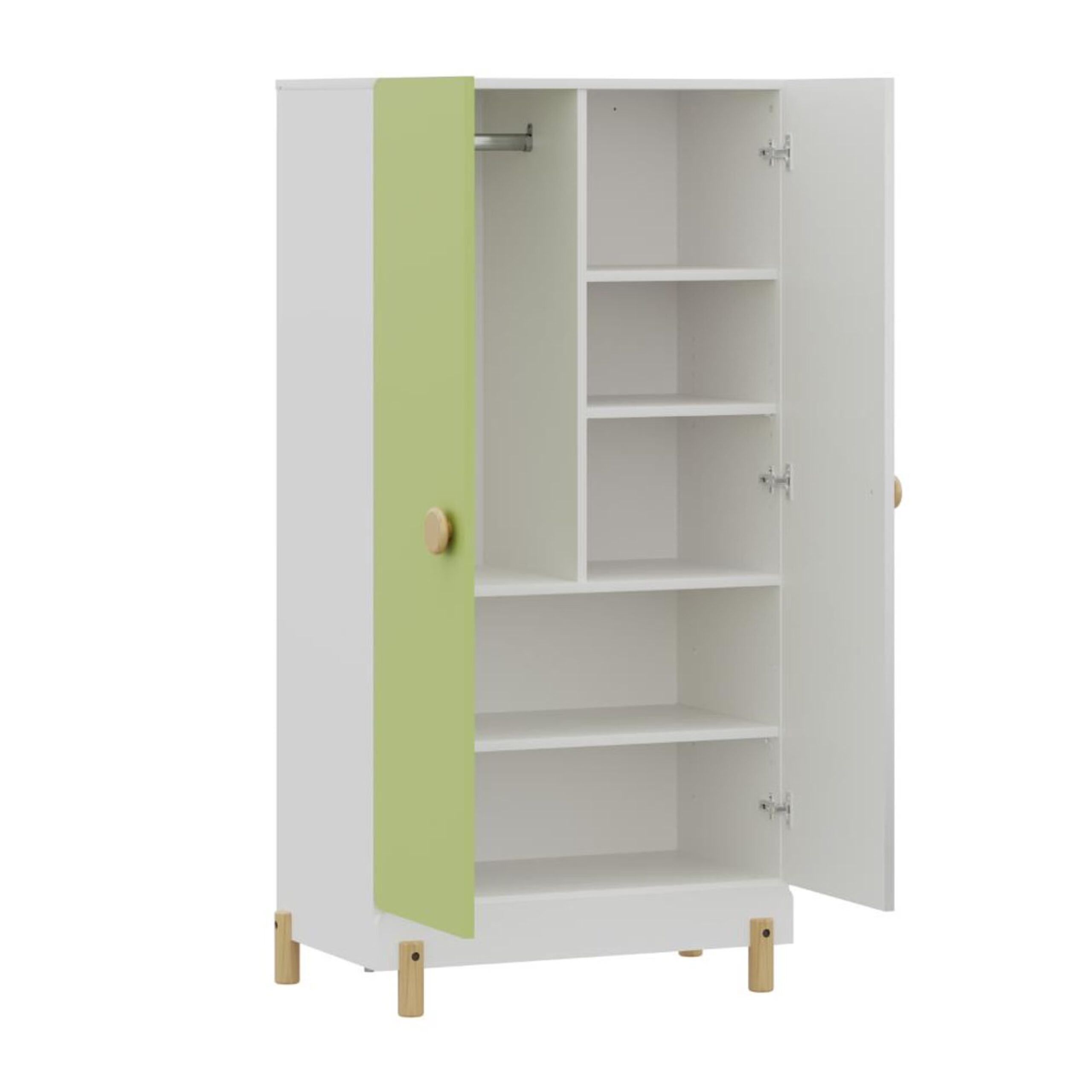 Swani Furniture Glori Kids Wardrobe (60x30 Inch) – Frosty White & Mellow Green | 2-Shutter Engineered Wood Kids Almirah with Storage - Image 3