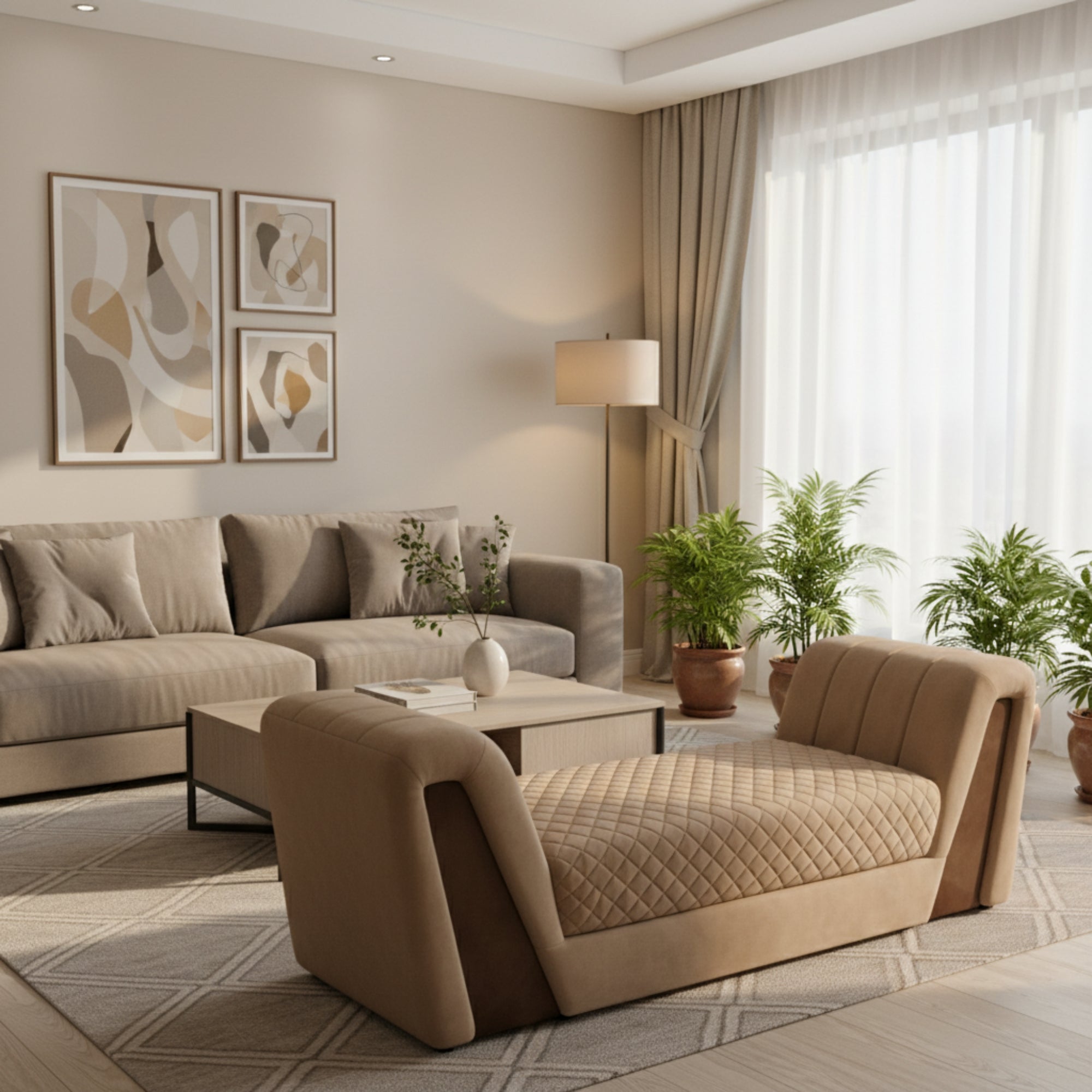 Swani Duke Upholstered Sofa Divider Bench for Living Room