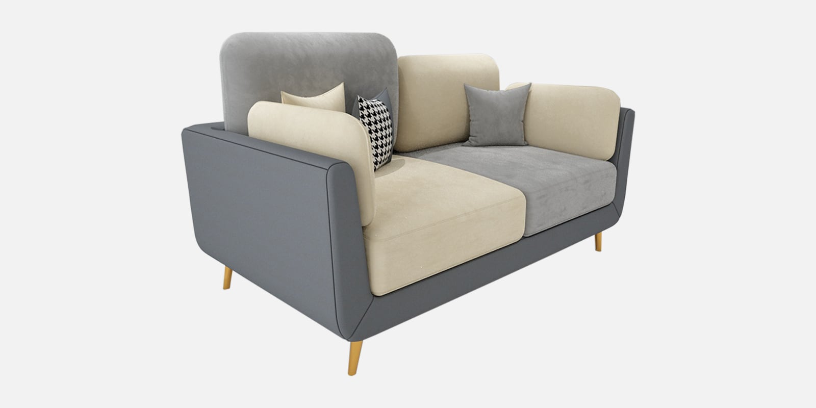 Swani Montez Velvet 2-Seater Sofa – Luxury Grey & Beige Modern Couch - Image 2