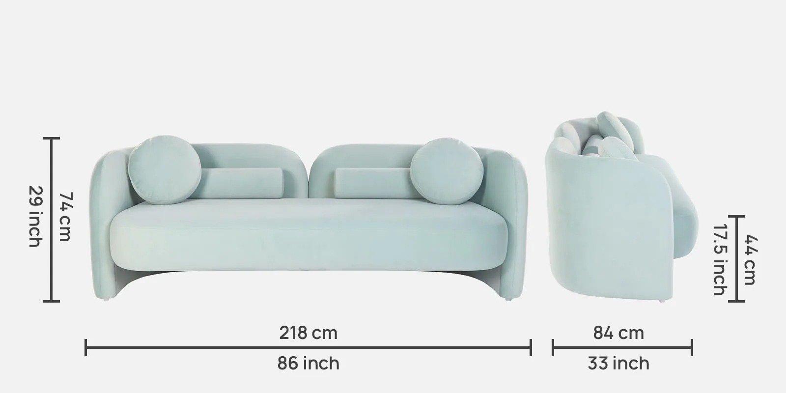 Swani Furniture Oakdale Velvet Fabric 3 Seater Sofa in Mint Green Color - Image 2