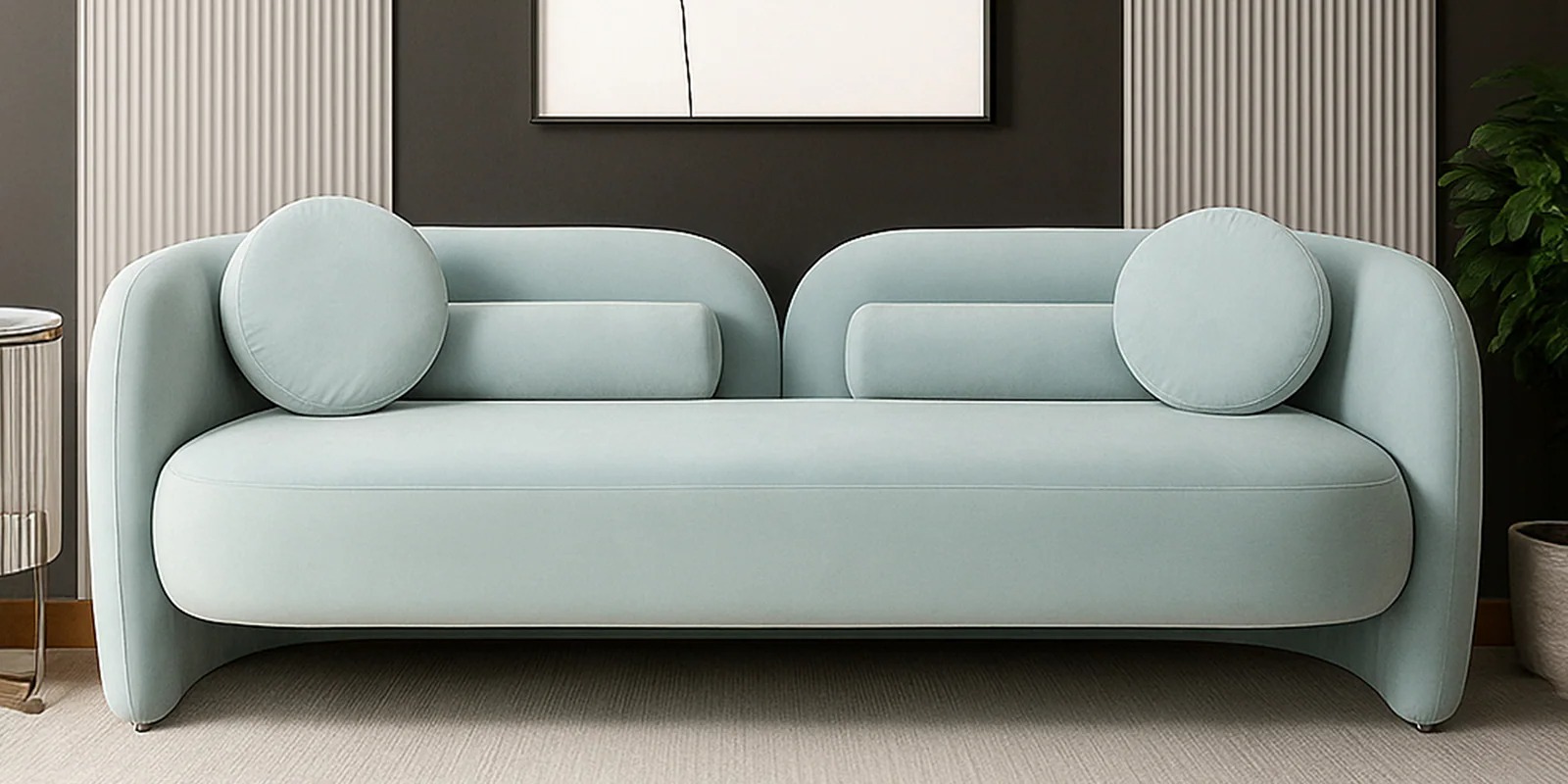 Swani Furniture Oakdale Velvet Fabric 3 Seater Sofa in Mint Green Color