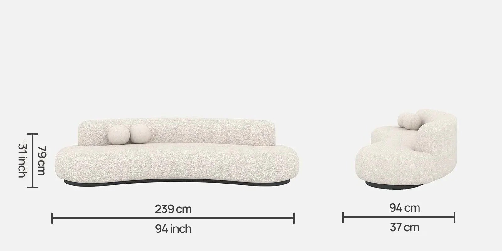 Swani Furniture Oakridge Boucle Fabric 3 Seater Sofa in Off-White Color - Image 2