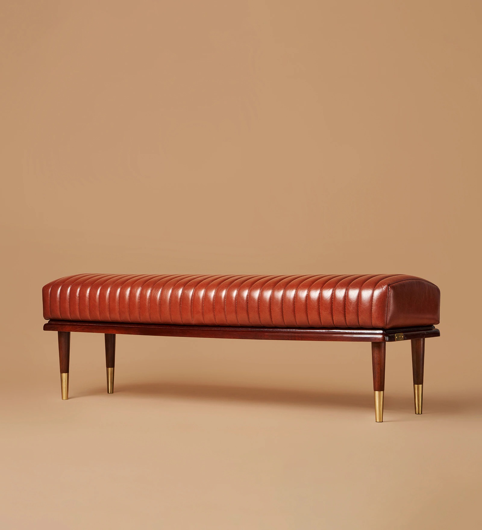 Swani Furniture Linear Leather Bench in Cognac Colour - Image 3