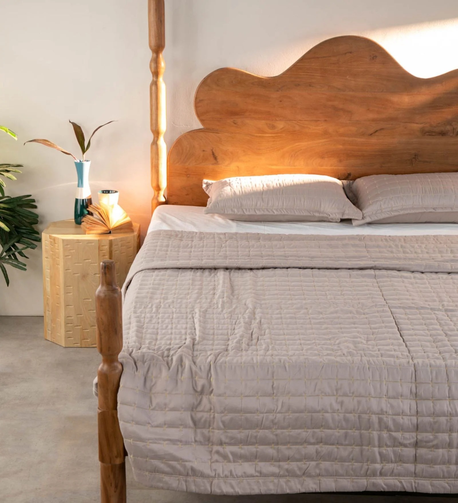 Swani Furniture Miramar Acacia Wood Queen Size Bed in Natural Finish - Image 5