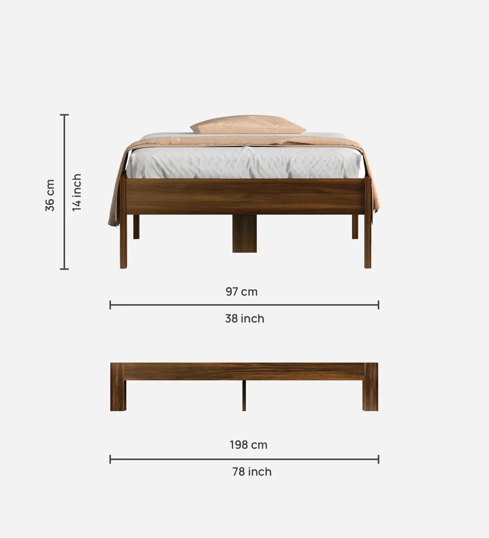 Swani Furniture Roverb Single Size Bed in Brown Maple Finish - Image 4