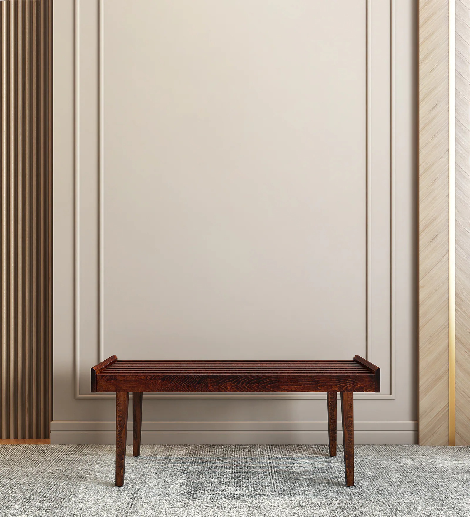 Swani Furniture Elmer Solid Wood Bench in Brown Finish