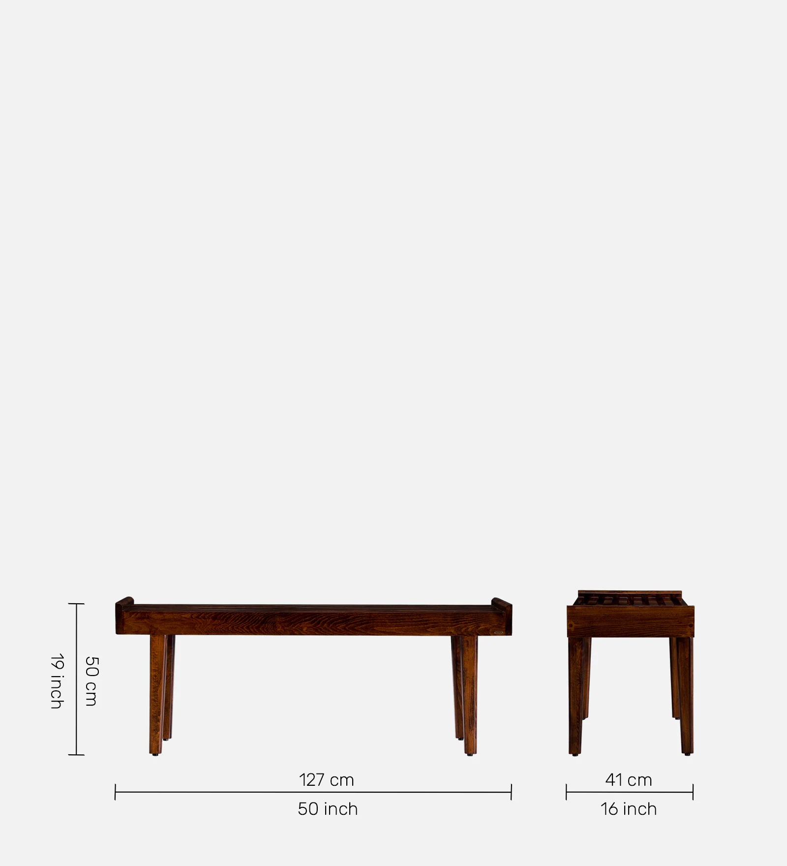 Swani Furniture Elmer Solid Wood Bench in Brown Finish - Image 2
