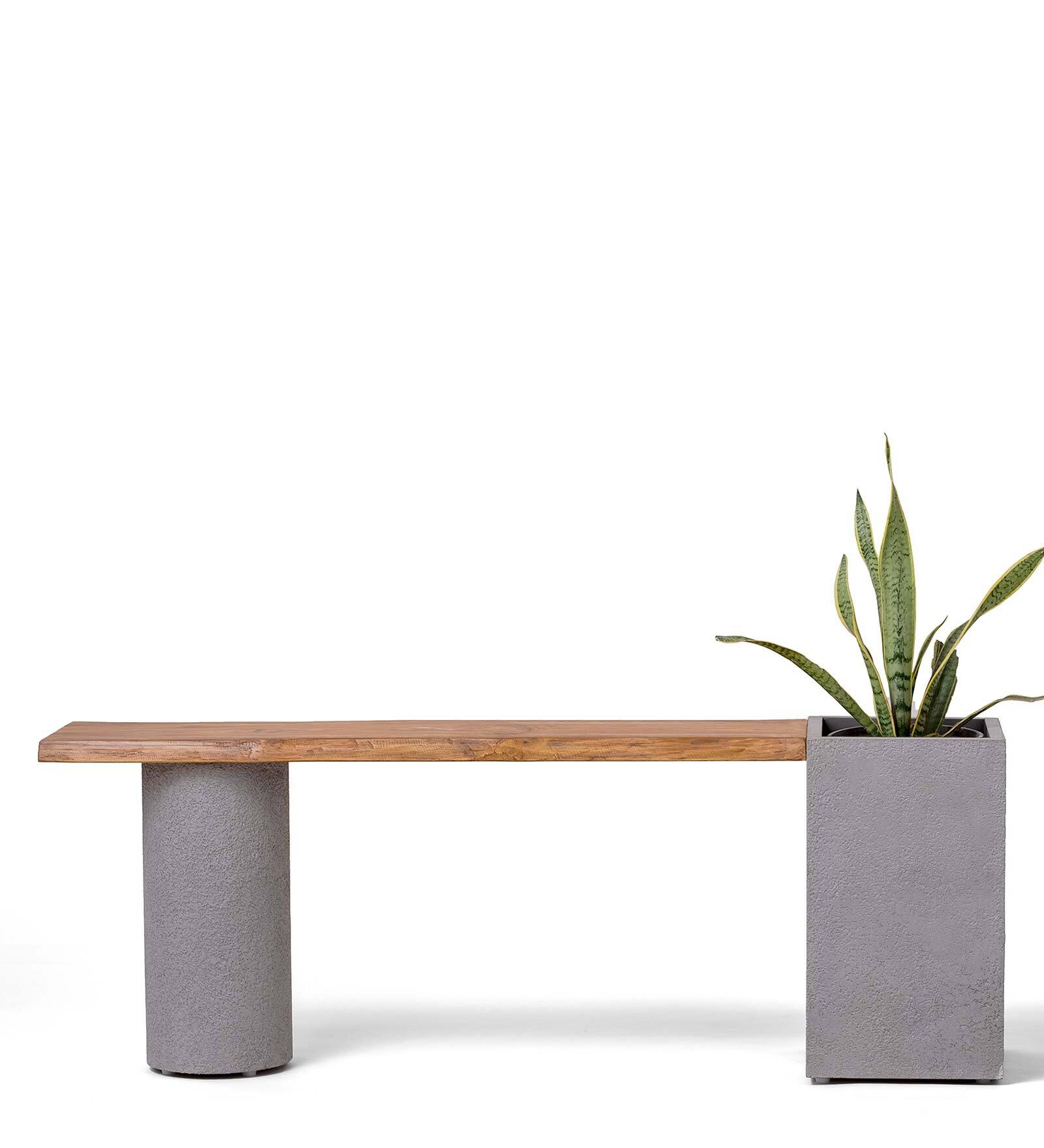 Swani Furniture Dot Microconcrete Wood Planter Bench in Grey Colour - Image 5