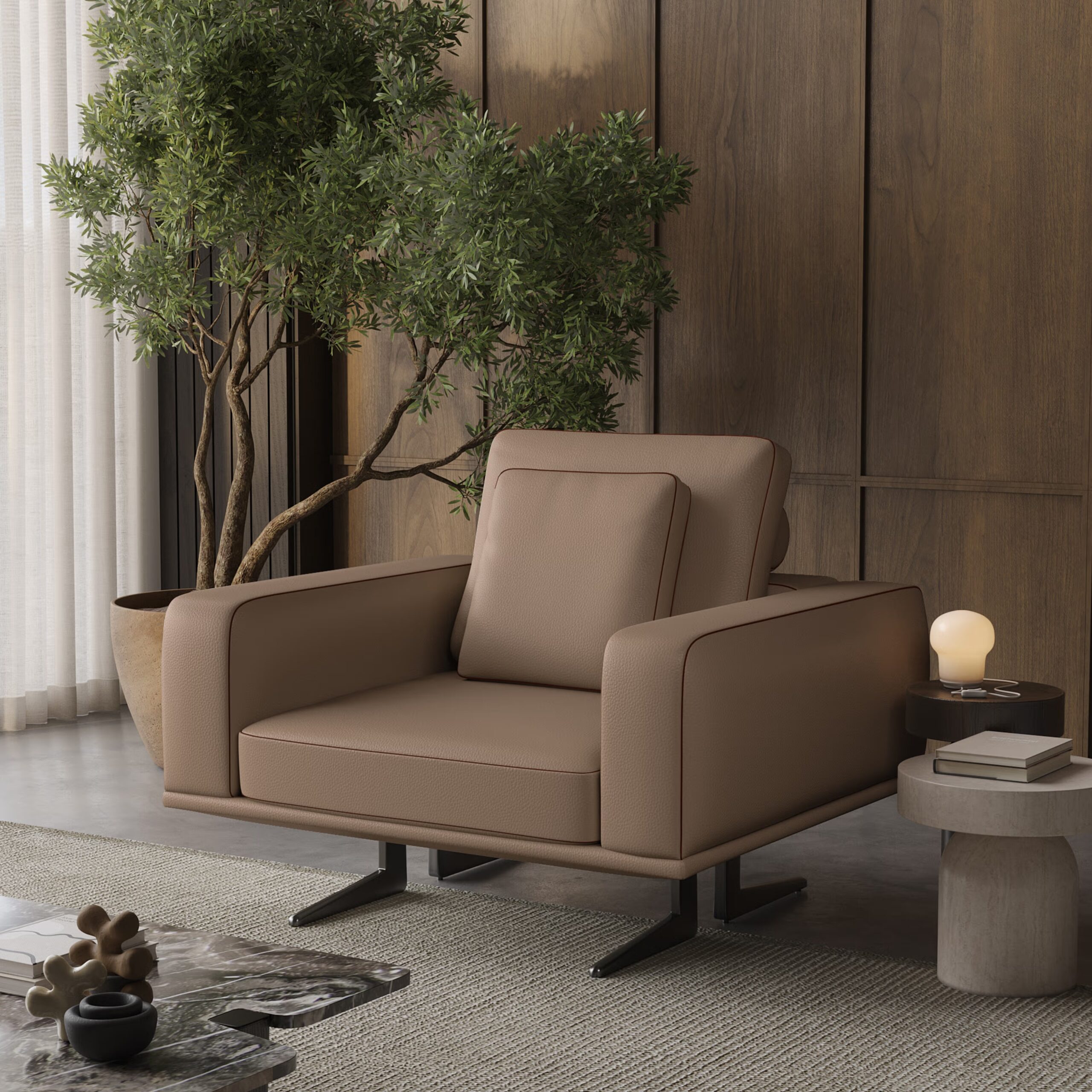 Swani Furniture Porto 1 Seater Sofa – Modern Accent Chair