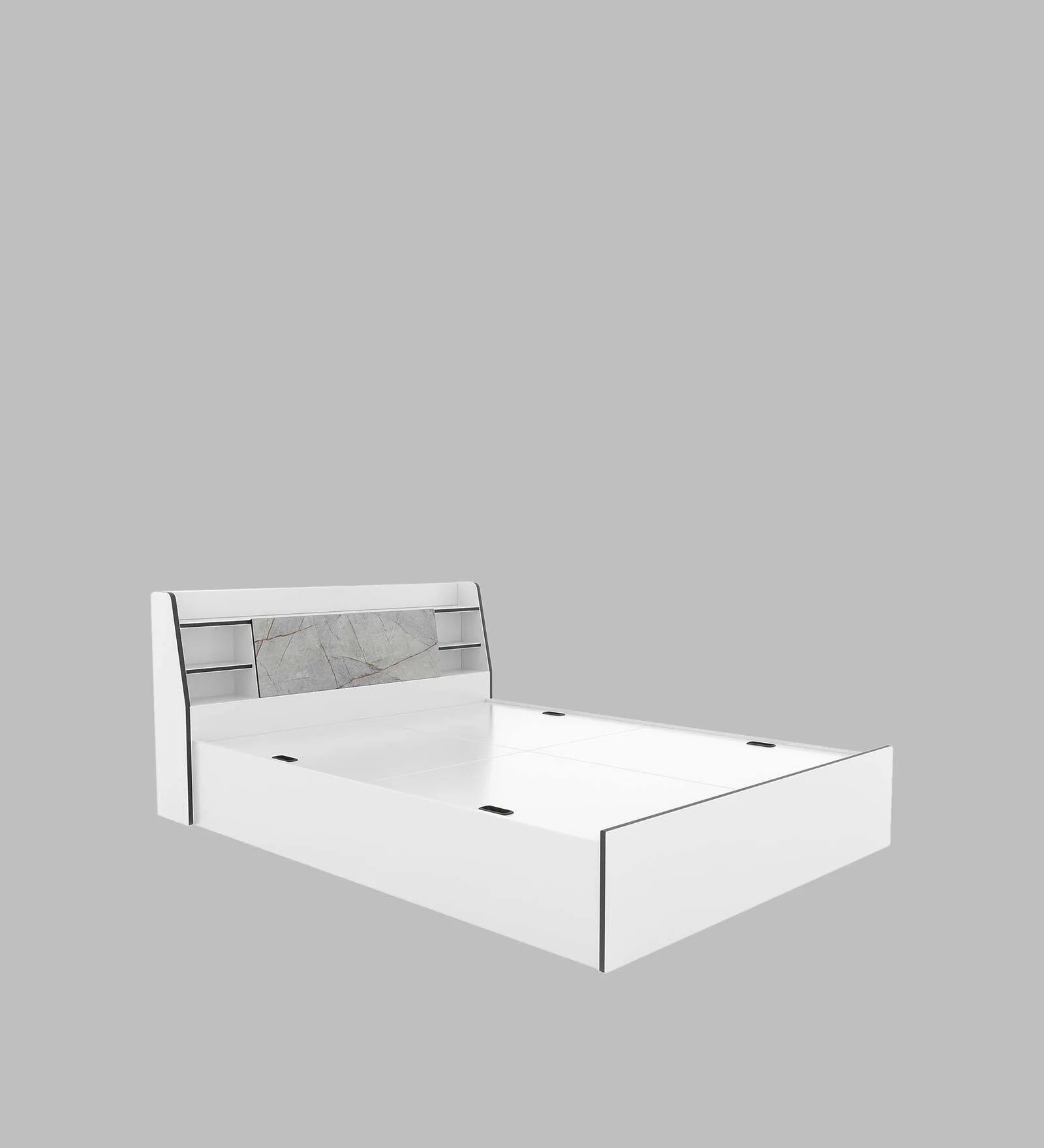Swani Furniture Marbito Queen Size Bed in White Finish with Box Storage - Image 9