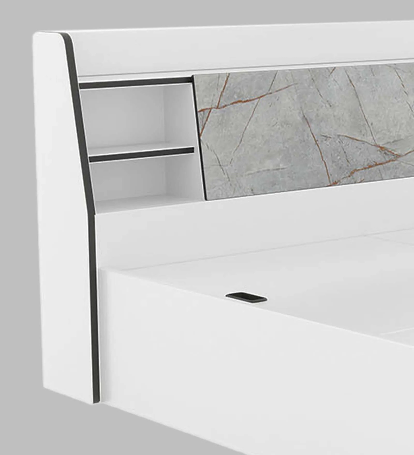 Swani Furniture Marbito Queen Size Bed in White Finish with Box Storage - Image 7