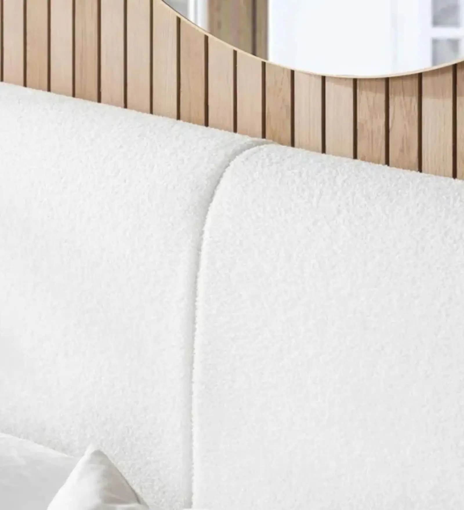 Swani Furniture Eden Boucle Queen Size Bed with Hydraulic Storage in White Colour - Image 6