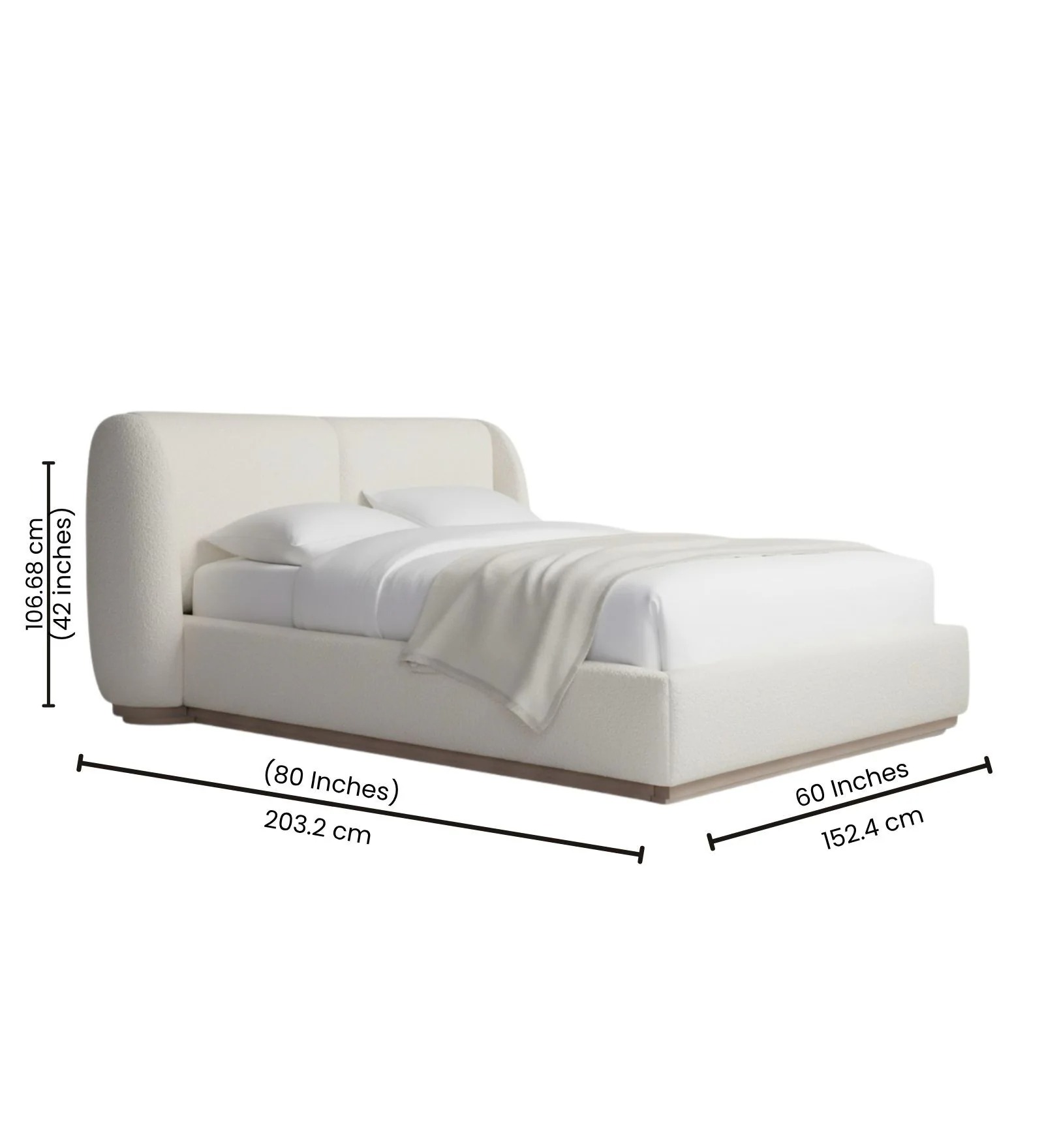 Swani Furniture Eden Boucle Queen Size Bed with Hydraulic Storage in White Colour - Image 2