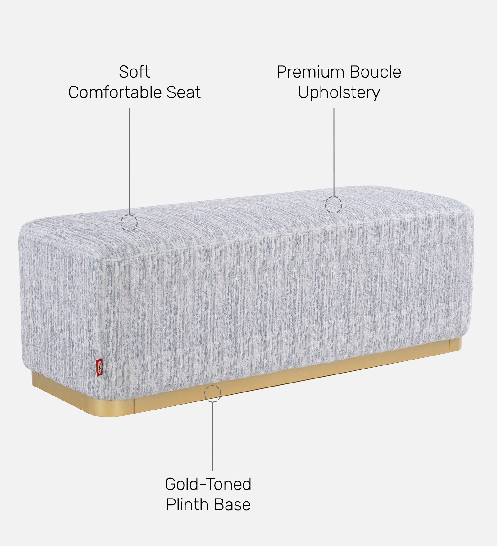 Swani Furniture Opus Boucle Bench in Grey Color - Image 6