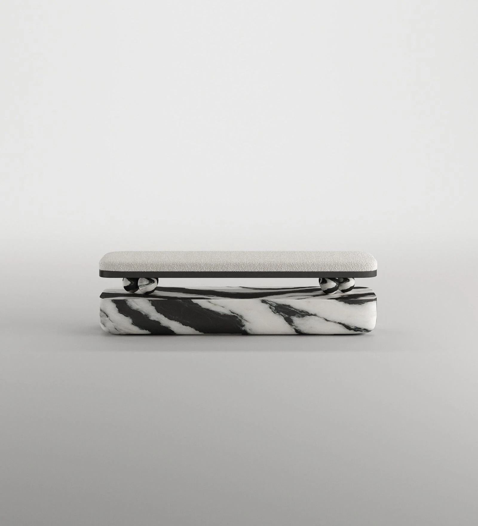 Swani Furniture Panda Marble Bench in Black & White Finish - Image 3