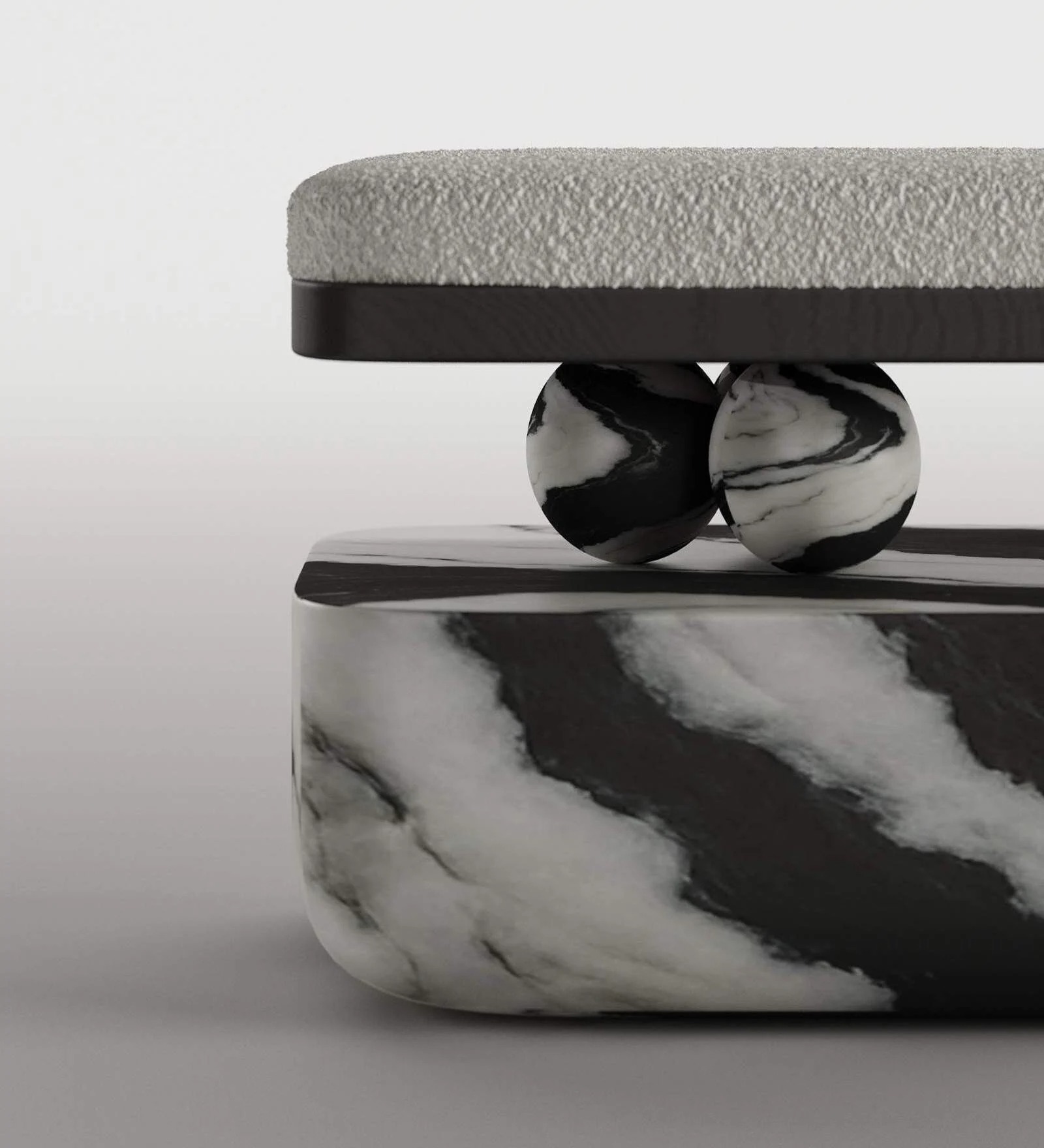 Swani Furniture Panda Marble Bench in Black & White Finish - Image 5