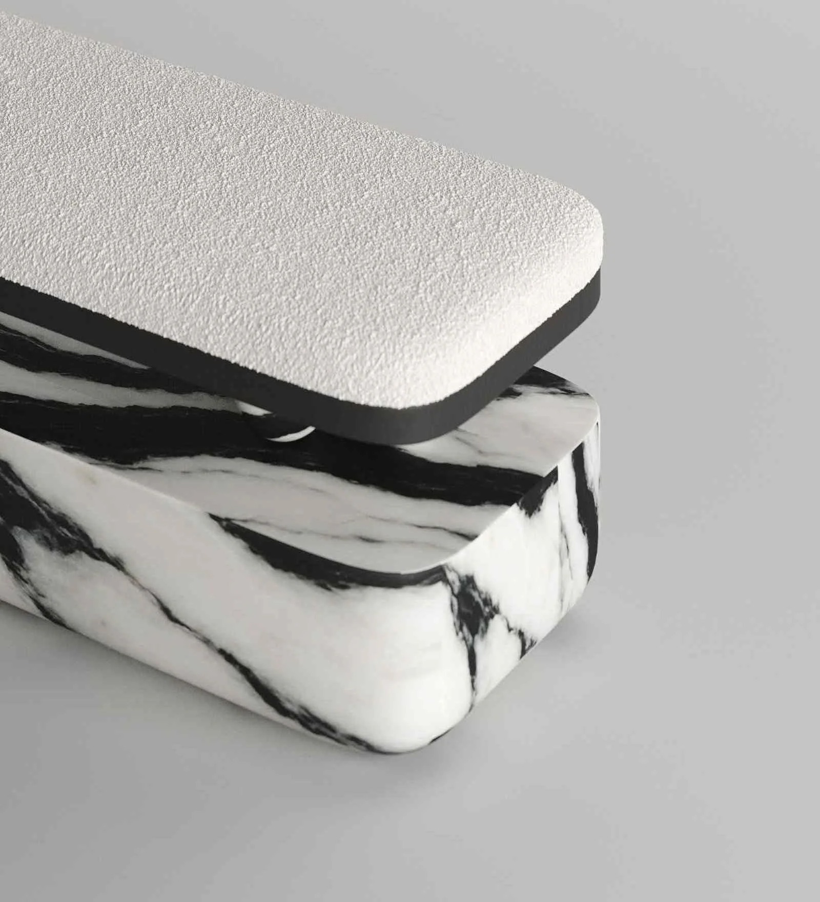 Swani Furniture Panda Marble Bench in Black & White Finish - Image 8