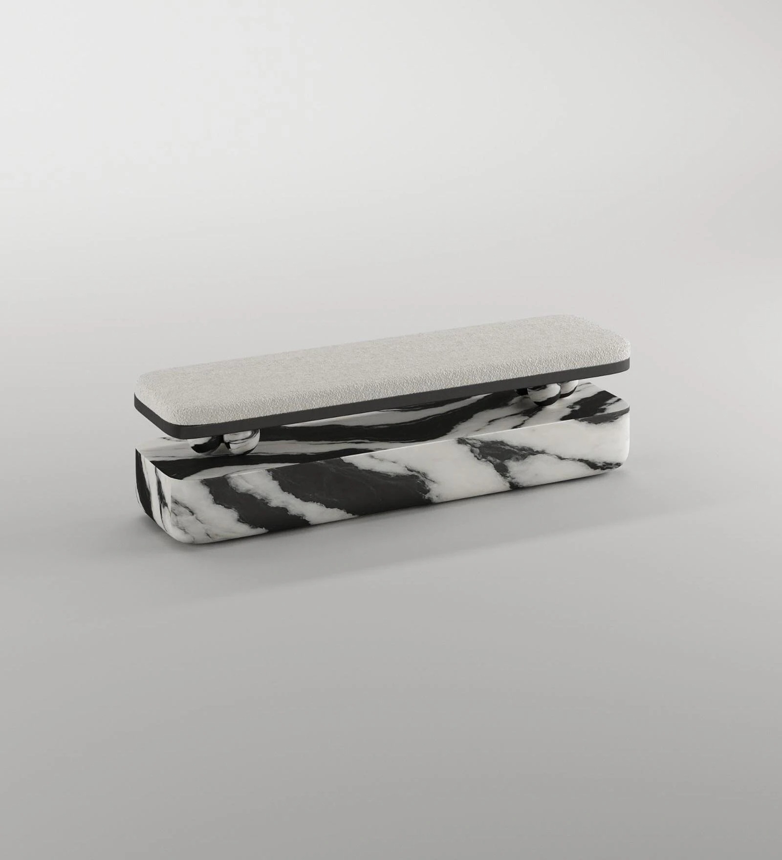 Swani Furniture Panda Marble Bench in Black & White Finish - Image 7