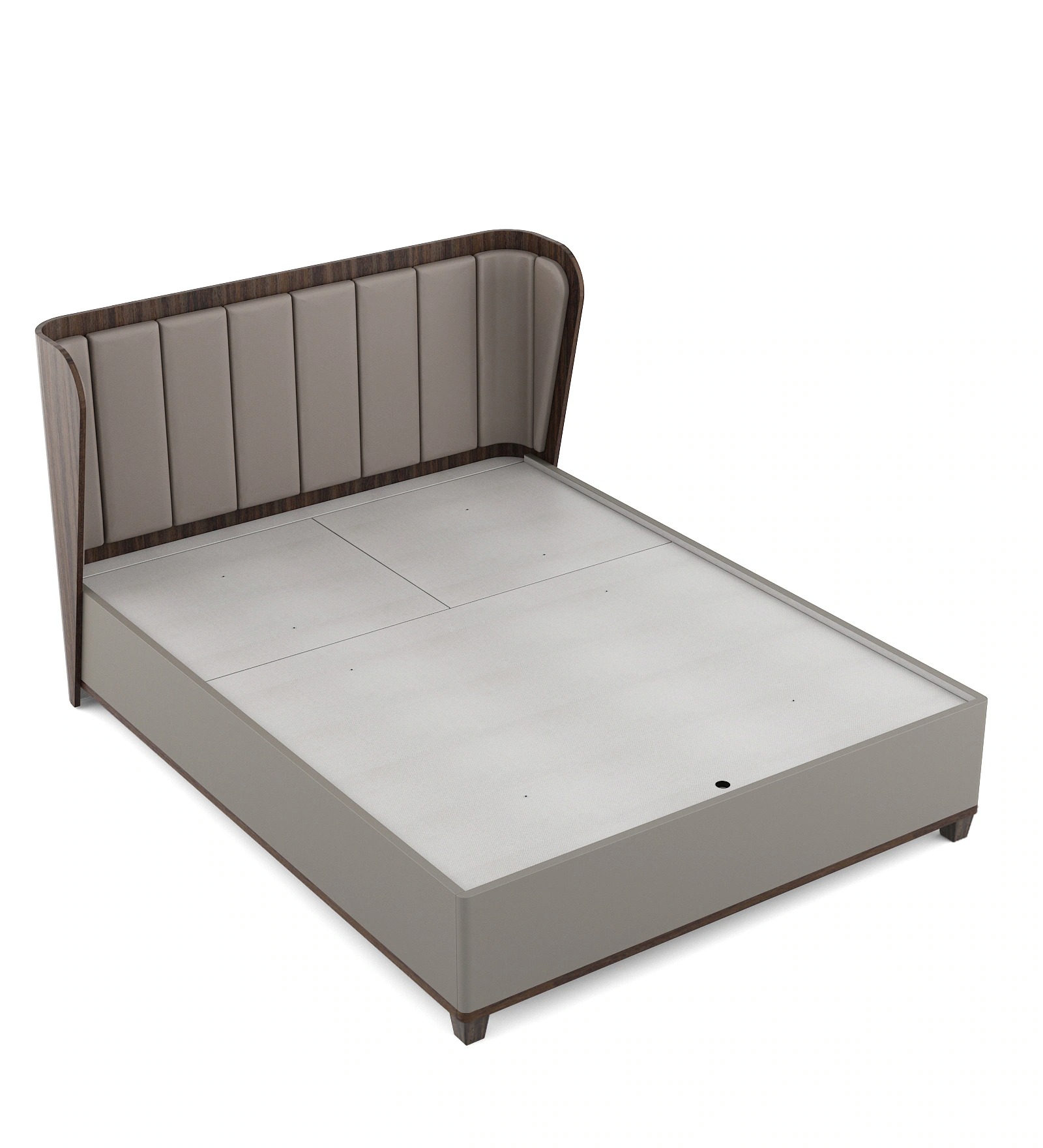 Swani Furniture Adore Queen Size Bed with Leatherette Upholstered Headboard & Hydraulic Storage – Sahara Beige & Dark Brown Eucalyptus Finish - Image 8