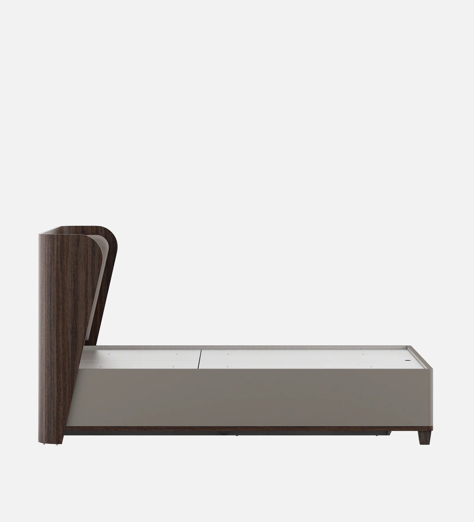 Swani Furniture Adore Queen Size Bed with Leatherette Upholstered Headboard & Hydraulic Storage – Sahara Beige & Dark Brown Eucalyptus Finish - Image 6