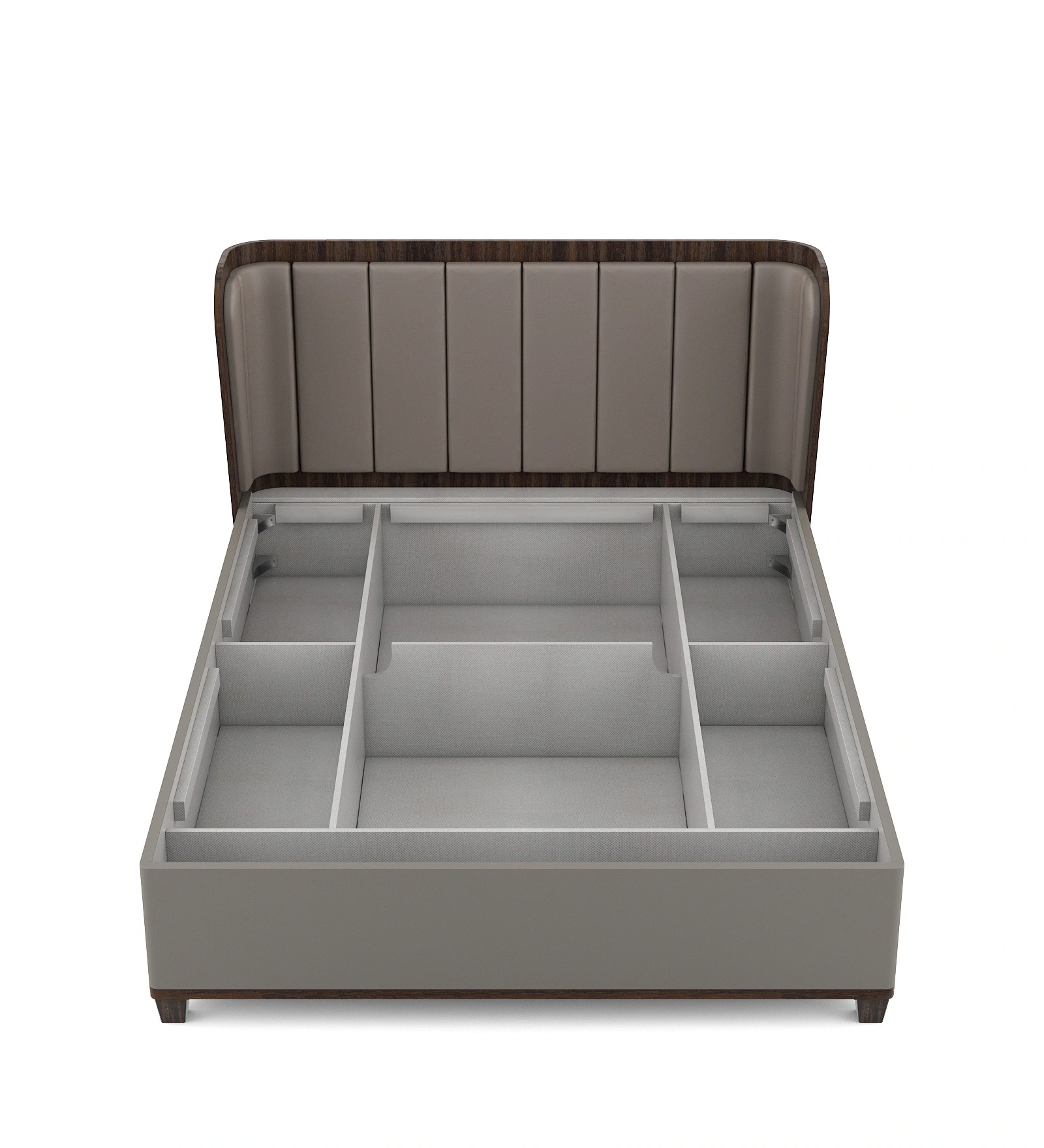 Swani Furniture Adore Queen Size Bed with Leatherette Upholstered Headboard & Hydraulic Storage – Sahara Beige & Dark Brown Eucalyptus Finish - Image 4