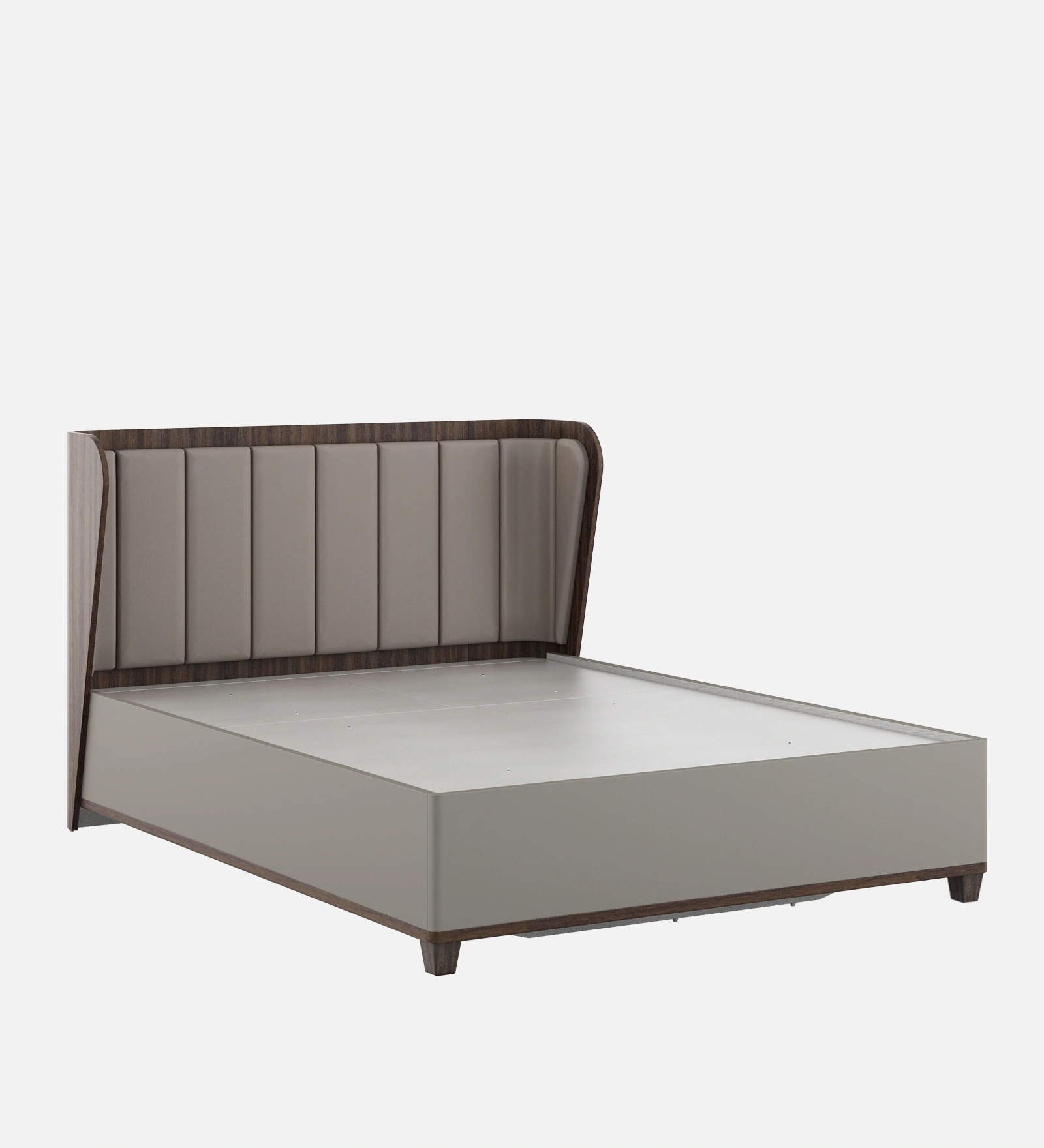 Swani Furniture Adore Queen Size Bed with Leatherette Upholstered Headboard & Hydraulic Storage – Sahara Beige & Dark Brown Eucalyptus Finish - Image 3